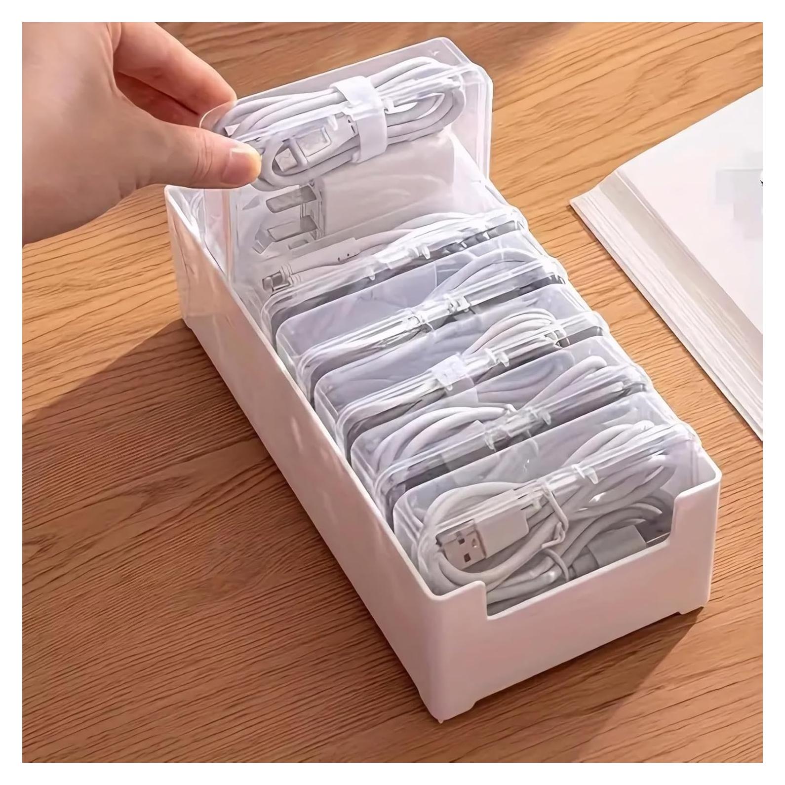 Caja de Almacenamiento de Cables Transparente LJRHYEH 20x10x6cm