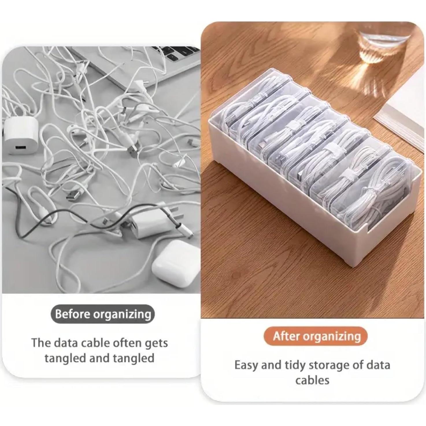 Caja de Almacenamiento de Cables Transparente LJRHYEH 20x10x6cm