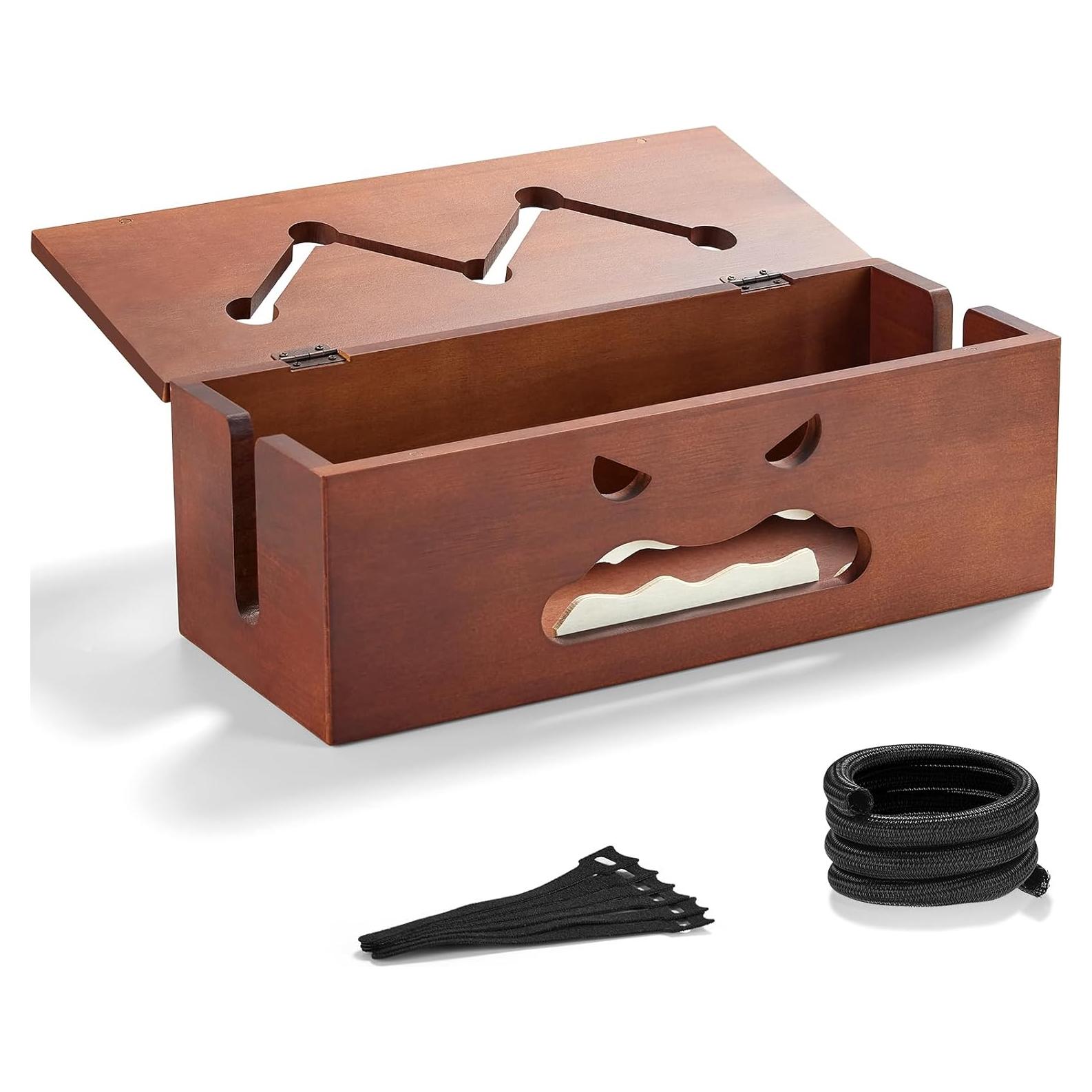 Caja Organizadora de Cables Grande House Joy 39x16cm Madera