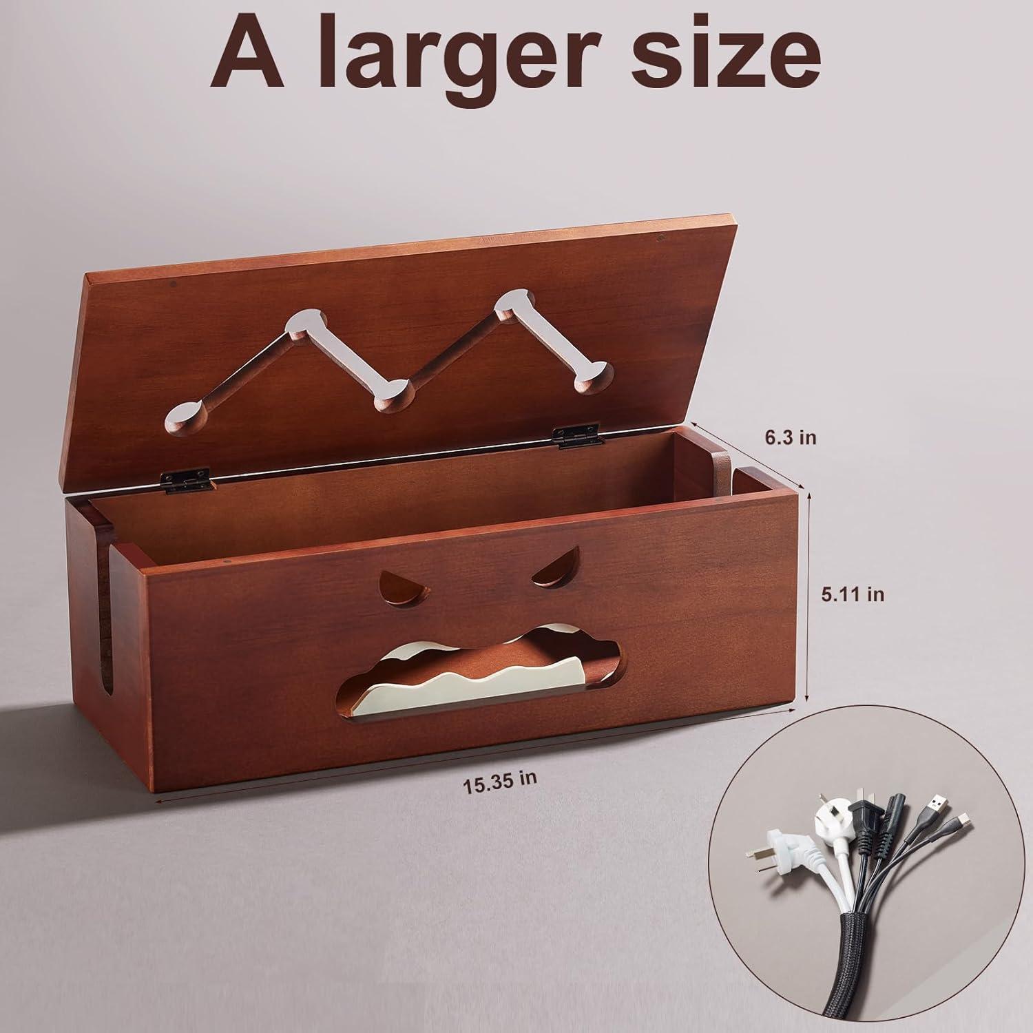 Caja Organizadora de Cables Grande House Joy 39x16cm Madera