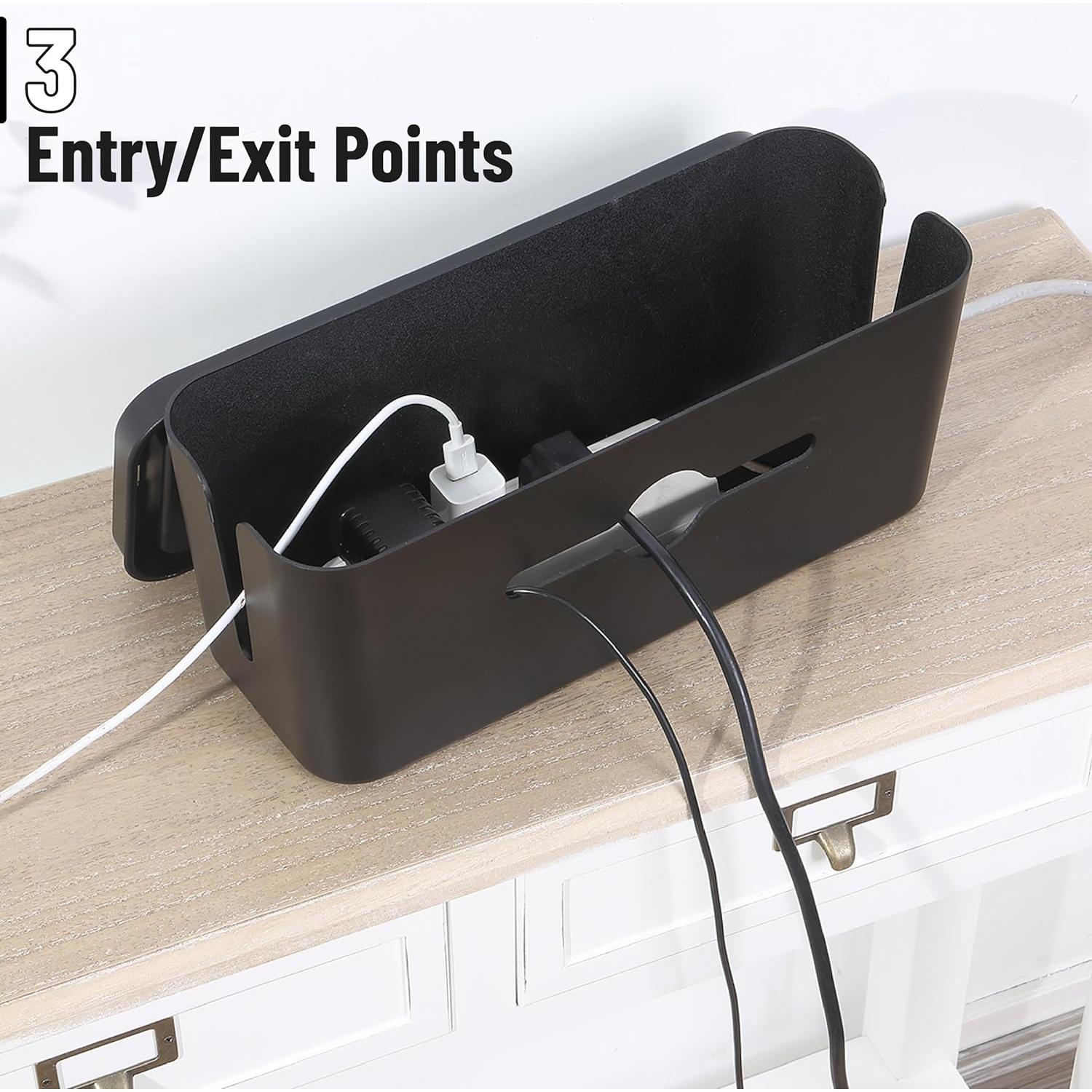 Caja Organizadora de Cables Bates - Grande, 32 cm, Incluye Clips y Bridas