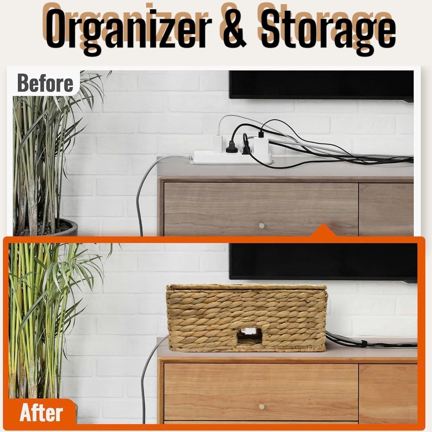 Caja Organizadora de Cables KOCHIRAKOSO de Ratan Hecho a Mano