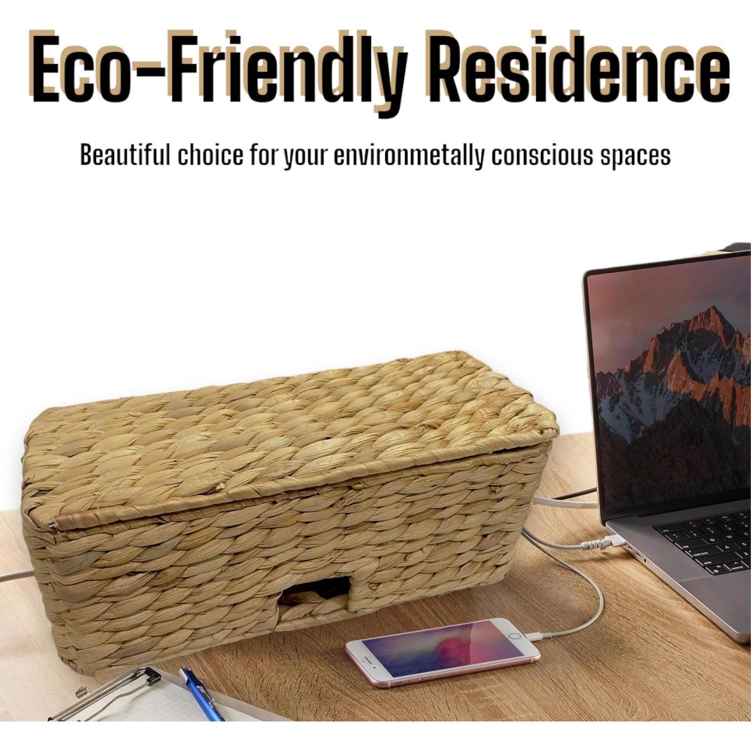 Caja Organizadora de Cables KOCHIRAKOSO de Ratan Hecho a Mano