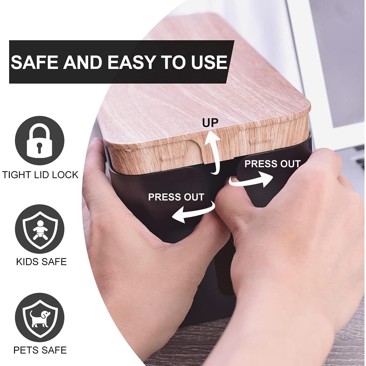 Set de 3 Cajas Organizadoras de Cables Tuwechen - Negro Madera