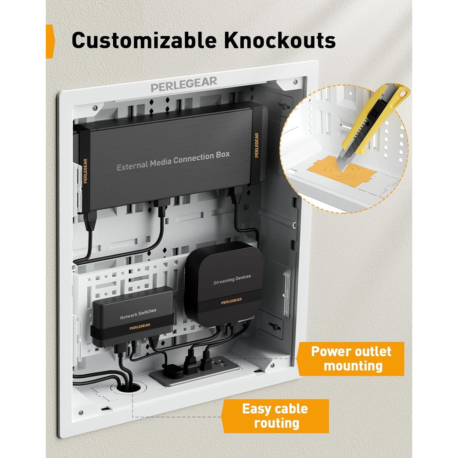 Caja de Medios Empotrada Perlegear 17" con Plantilla y Sierra