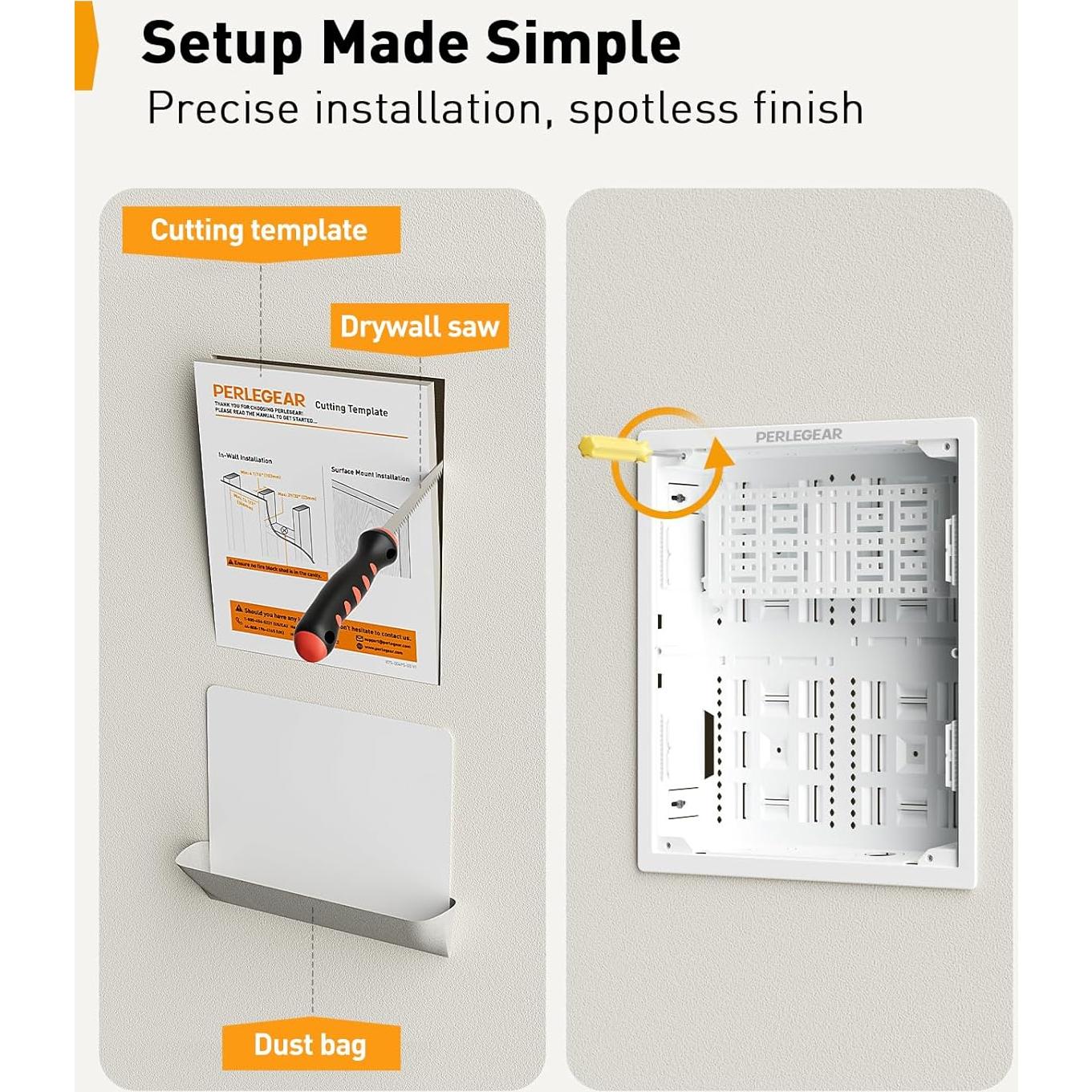 Caja de Medios Empotrada Perlegear 17" con Plantilla y Sierra