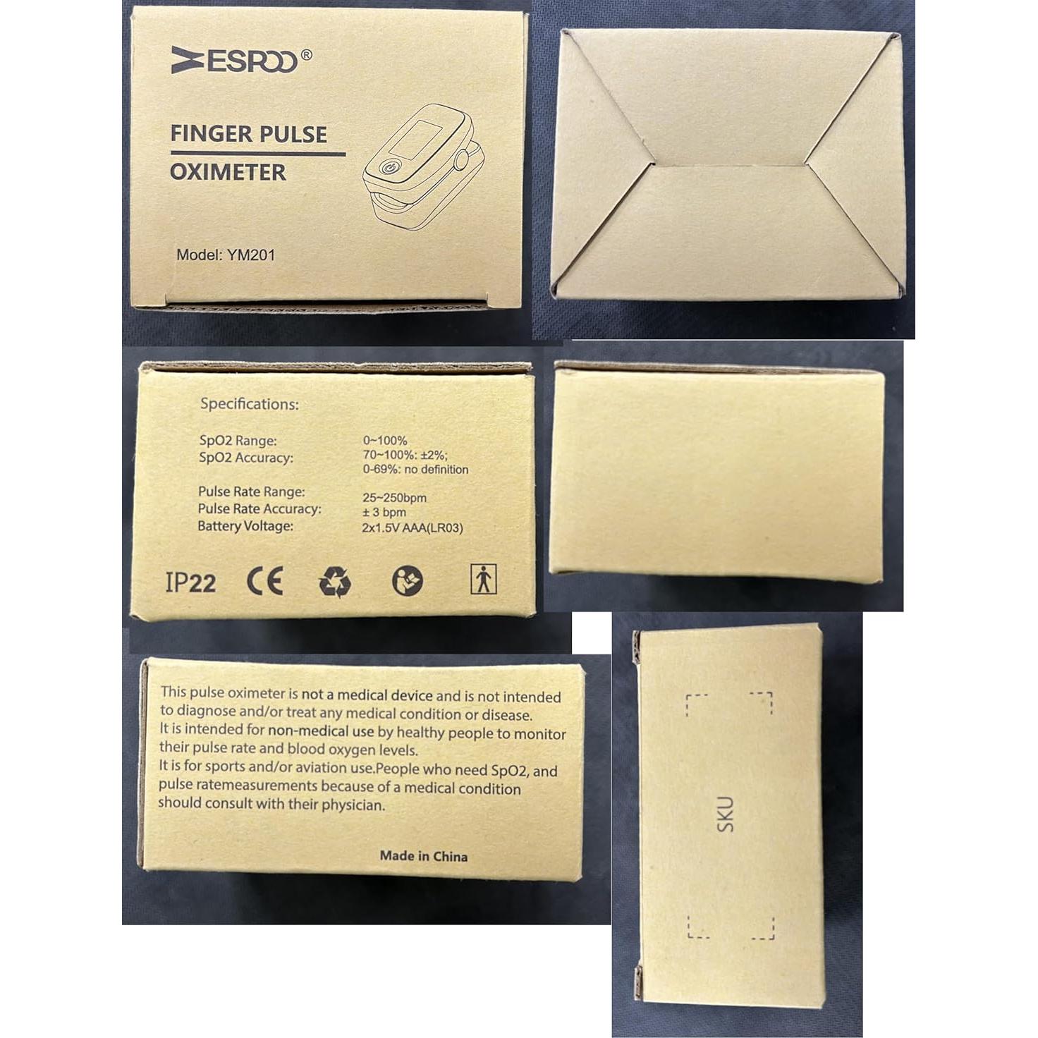 Oxímetro de Pulso ESPOO YM201 con 20 Memorias y Pantalla TFT