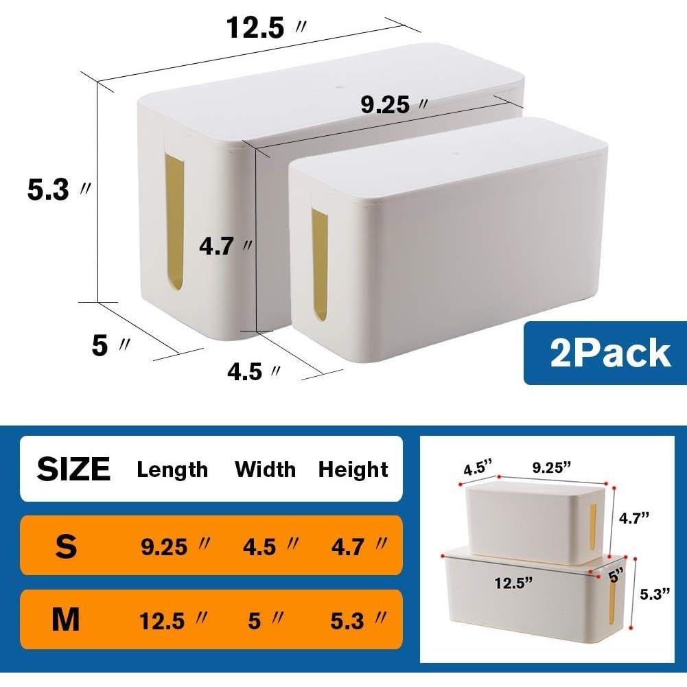 Caja Organizadora de Cables ShellKingdom CB100 - 2 Conjuntos Blanco