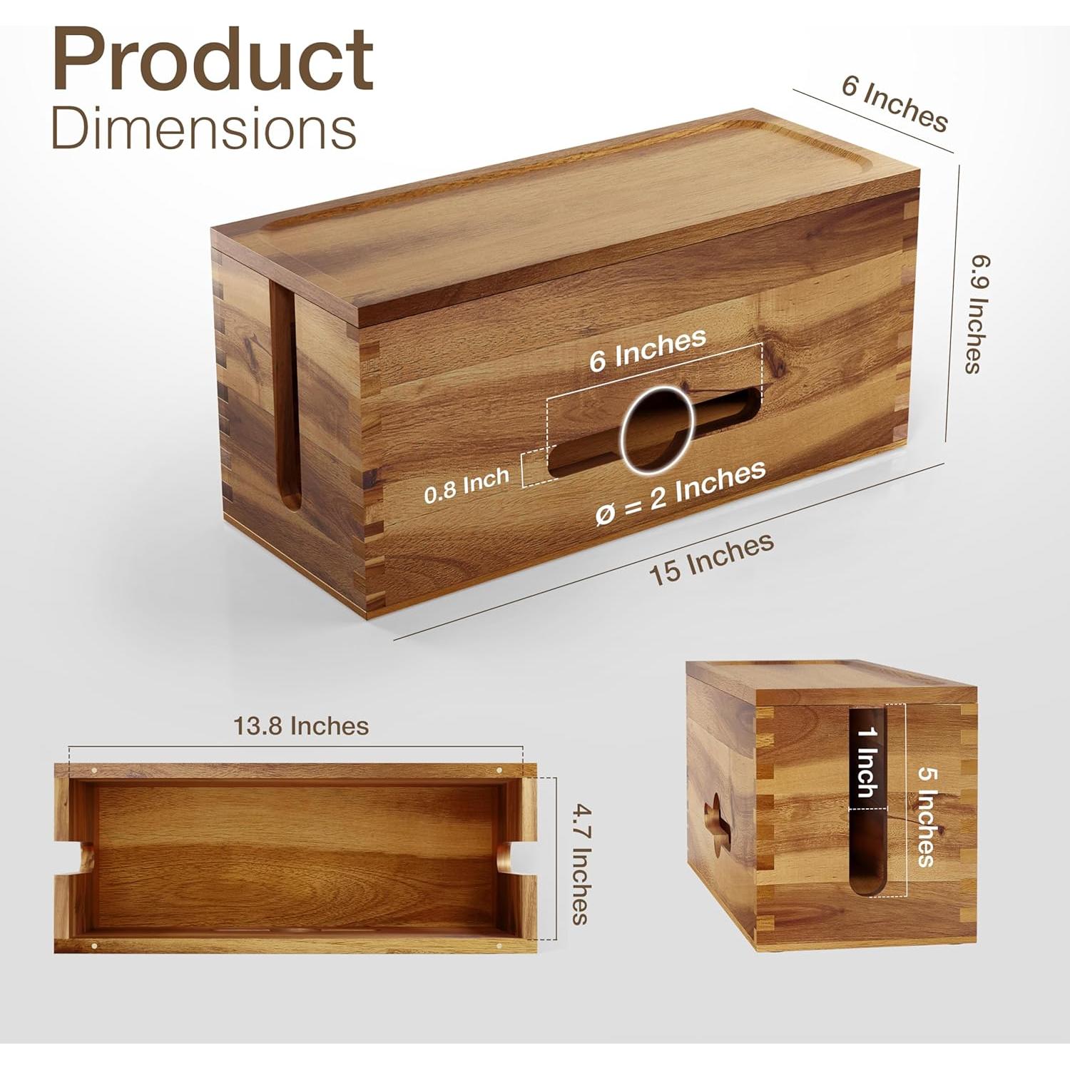 Caja de Gestión de Cables Tidita Acacia 38.1x15.2x17.5 cm