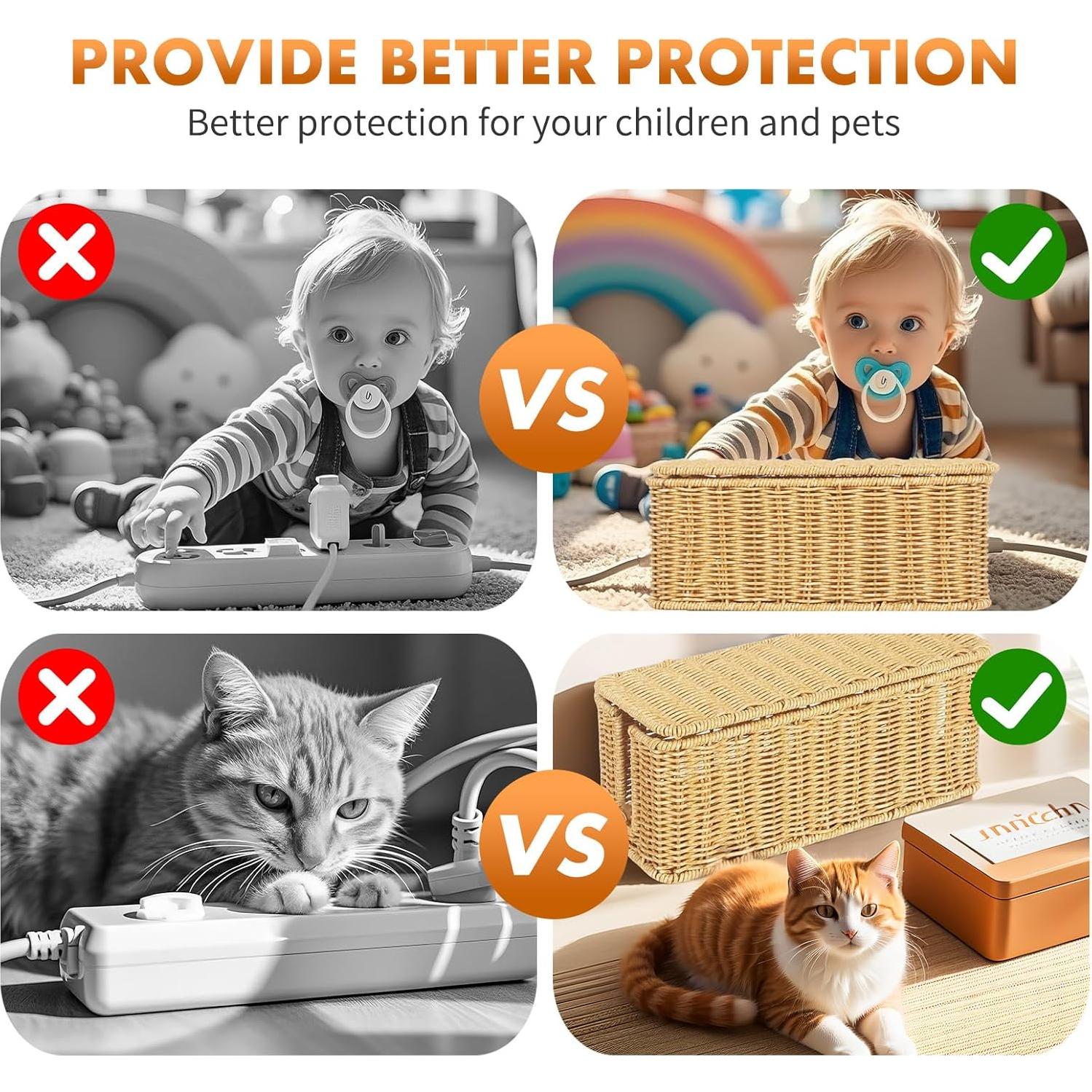 Caja Organizadora de Cables ShellKingdom Rattan Tejida 31.5x13x14cm