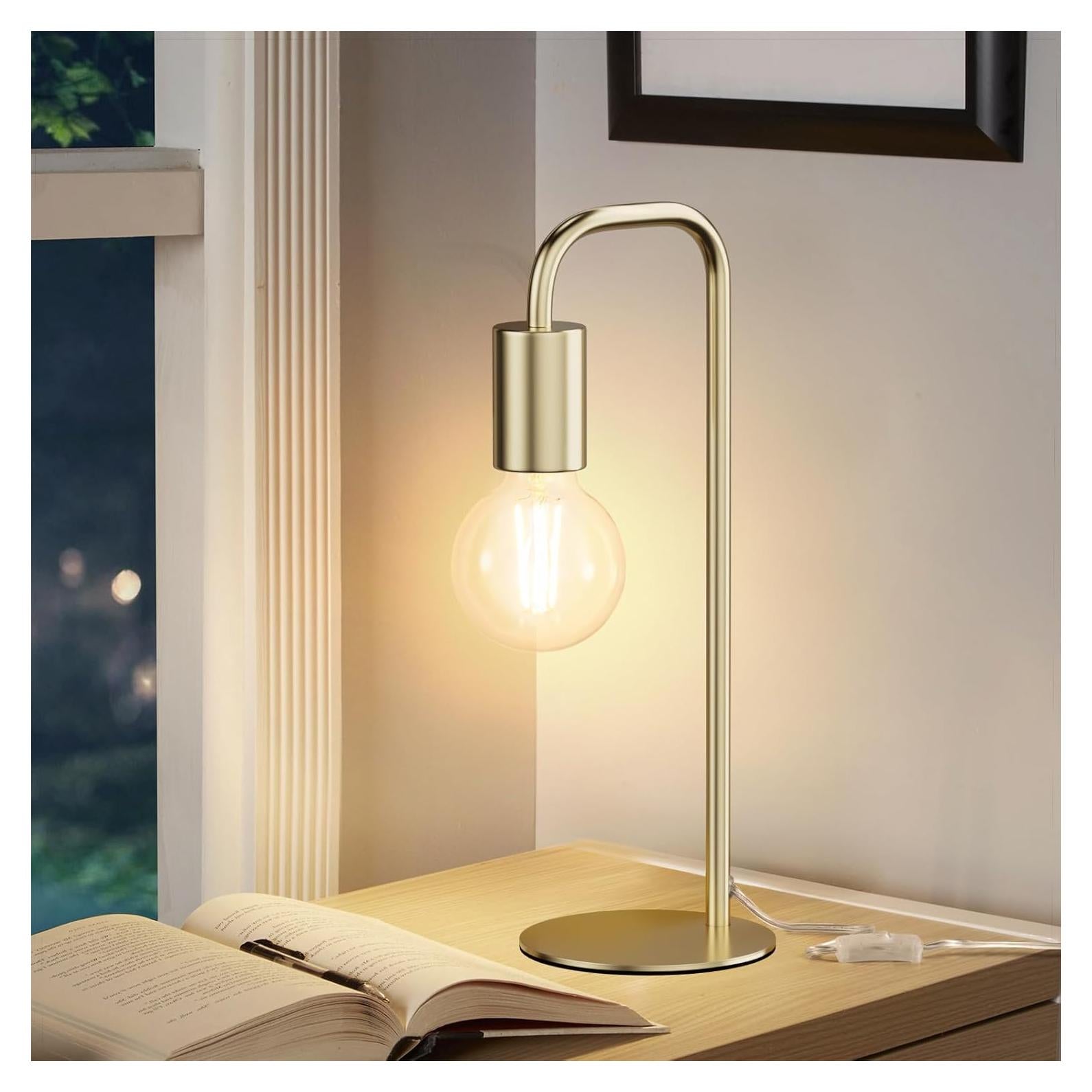 Lámpara de Mesa Industrial Iporovon E26 Dorada 34cm