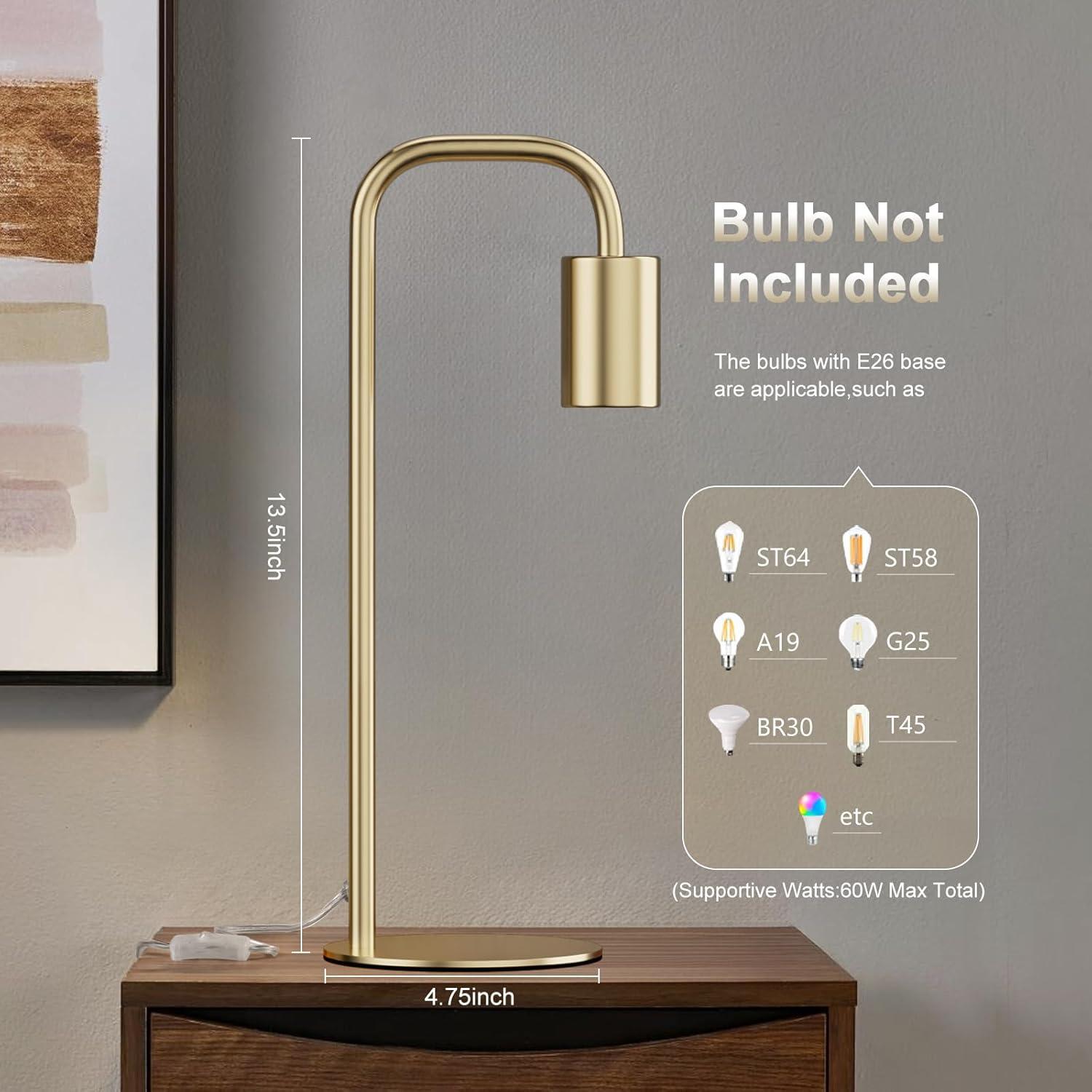 Lámpara de Mesa Industrial Iporovon E26 Dorada 34cm