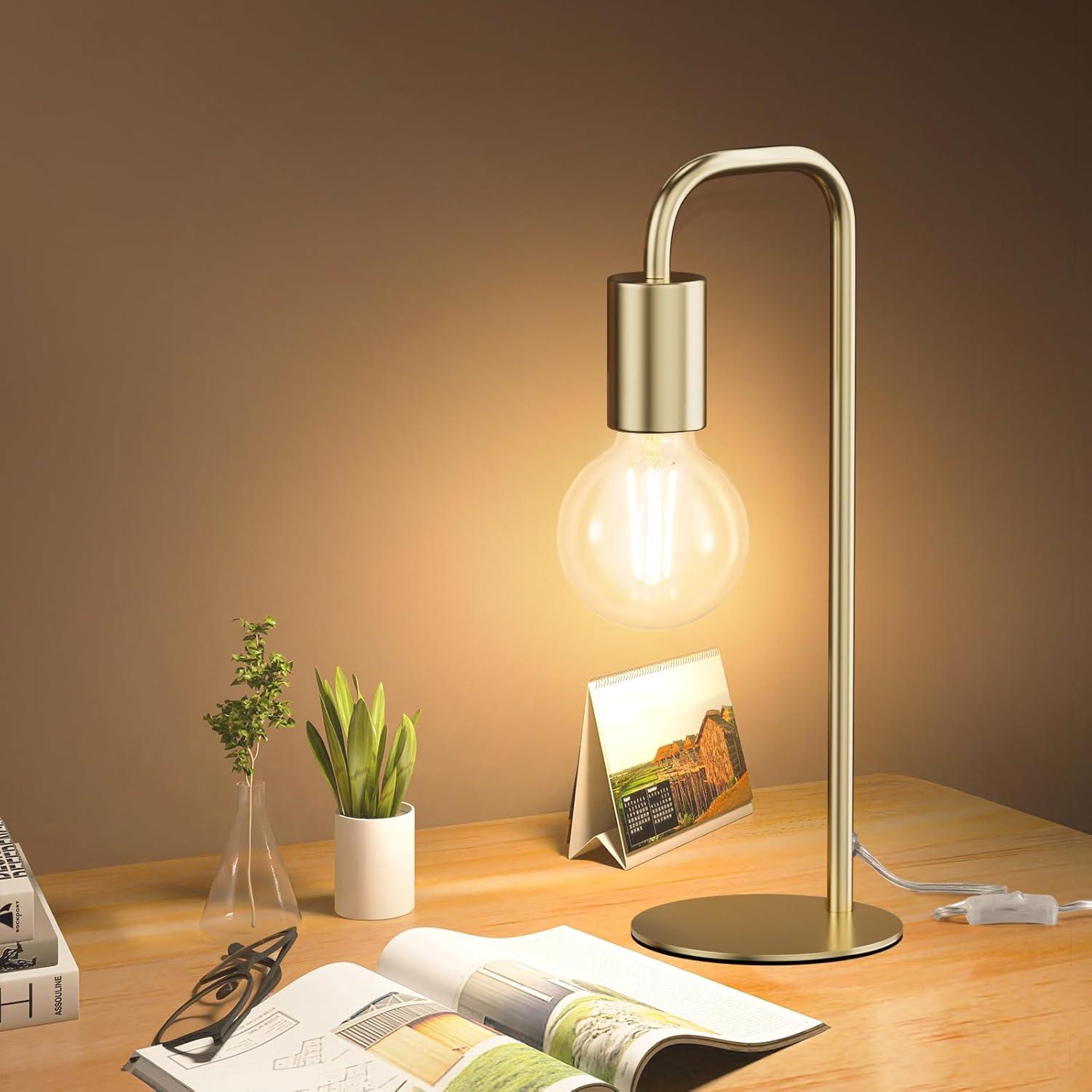 Lámpara de Mesa Industrial Iporovon E26 Dorada 34cm