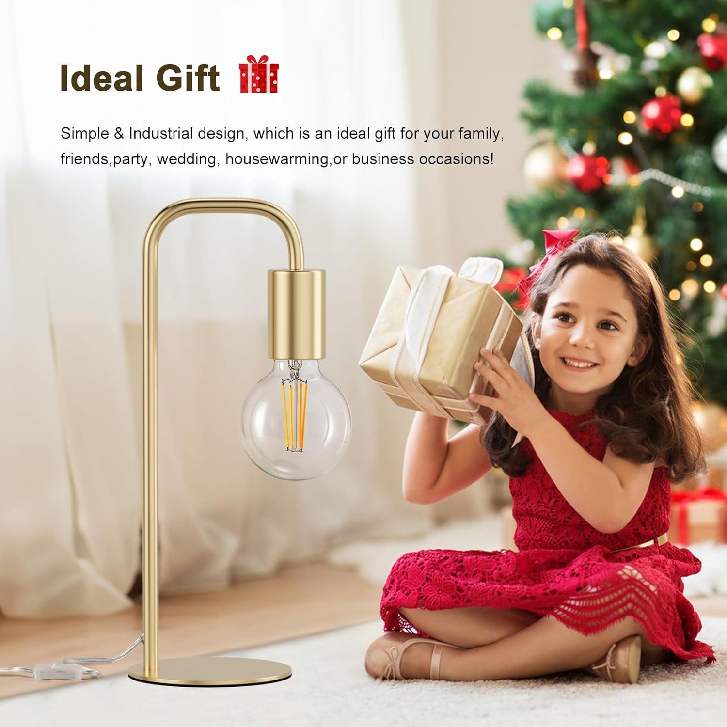 Lámpara de Mesa Industrial Iporovon E26 Dorada 34cm