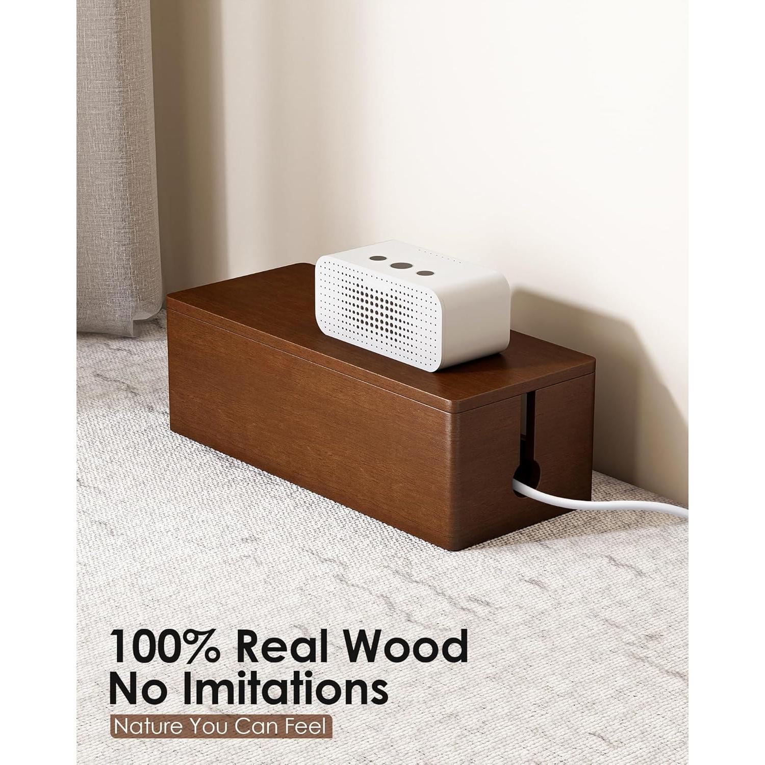 Caja Organizadora de Cables de Madera YECAYE con Tapa Magnética