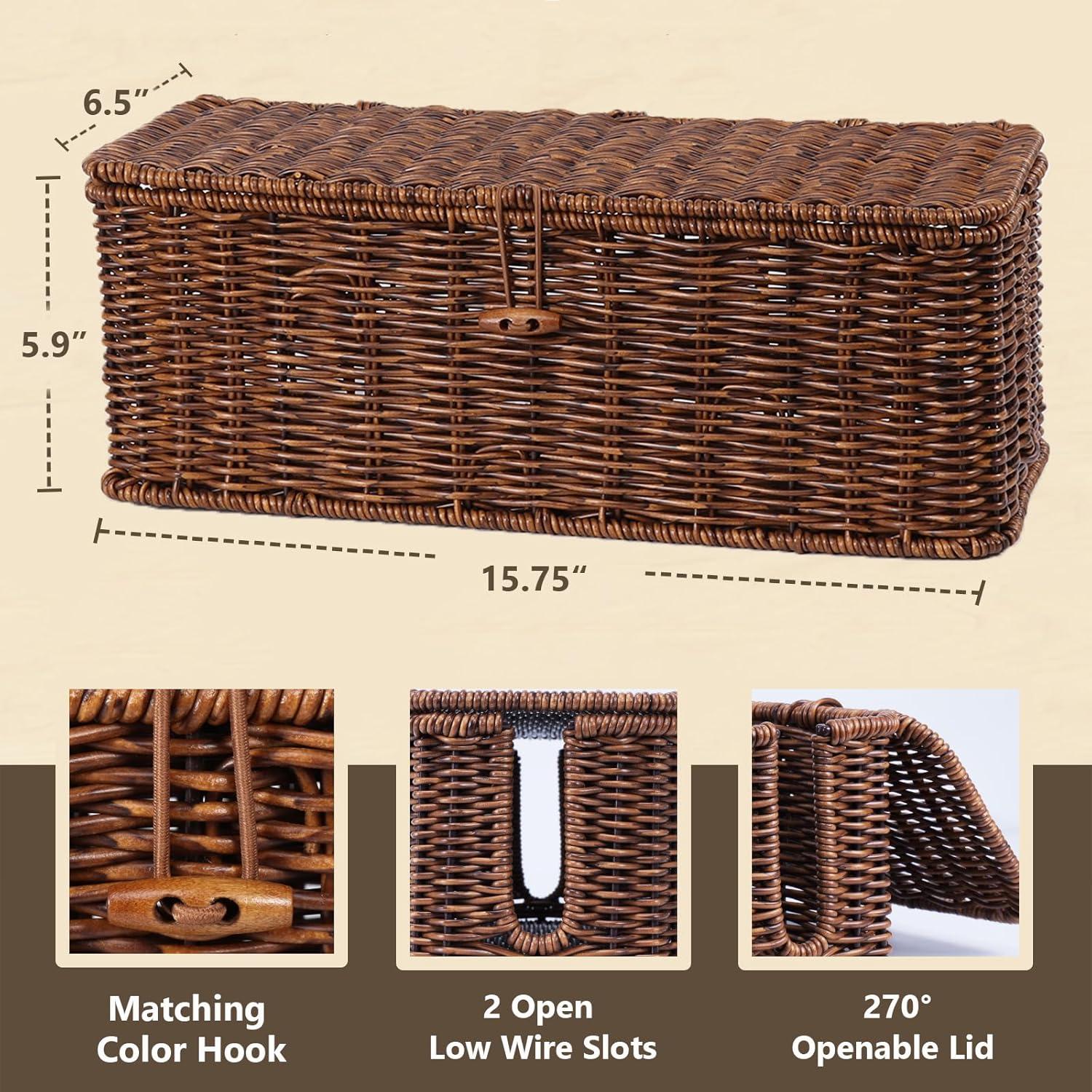 Caja de Gestión de Cables Brownlily Rattan 40x16 cm