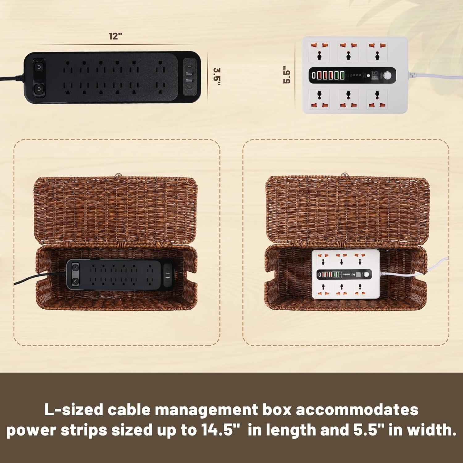 Caja de Gestión de Cables Brownlily Rattan 40x16 cm