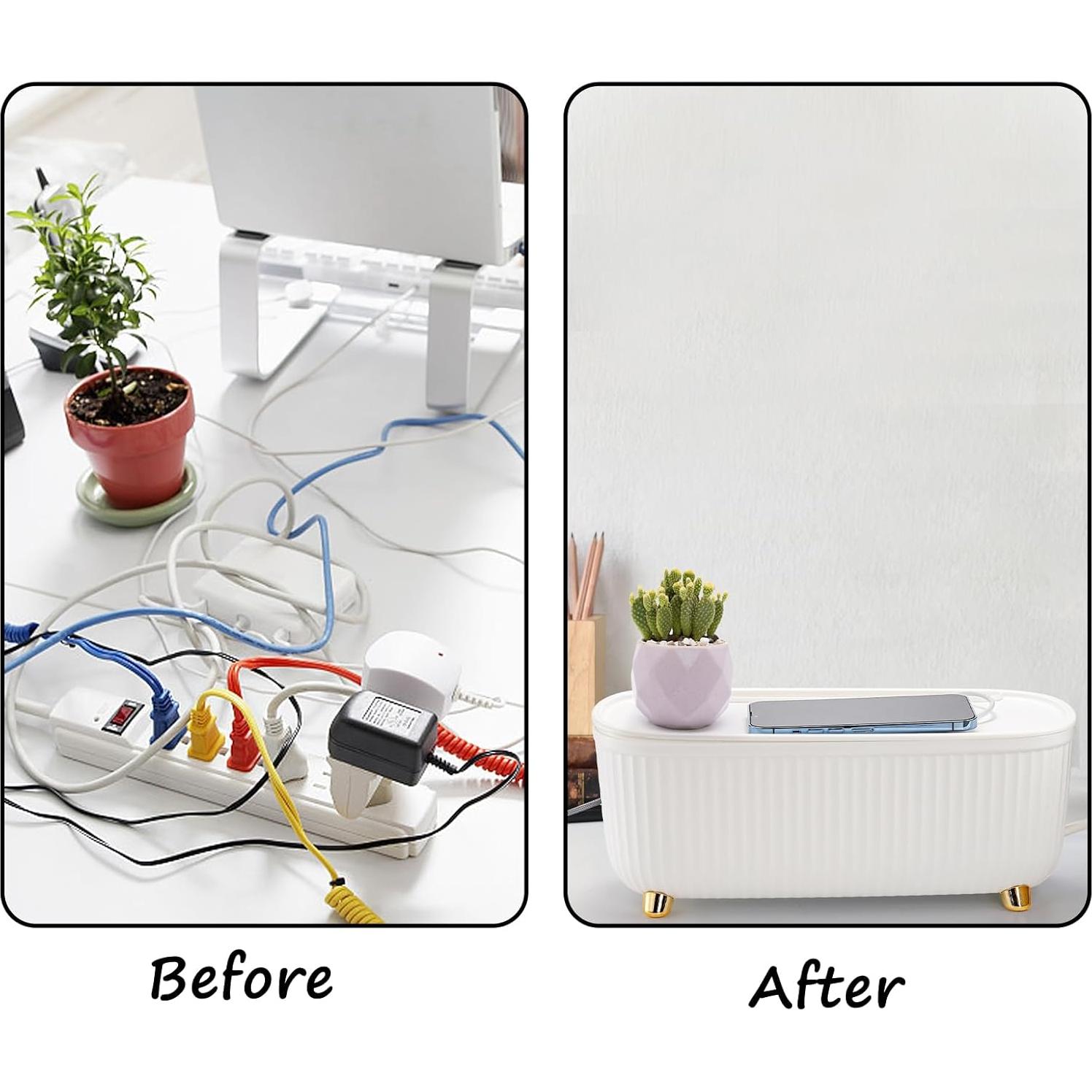 Caja Organizadora de Cables Lyellfe 2 Pack Blanca 34.8x15.2x12.7 cm