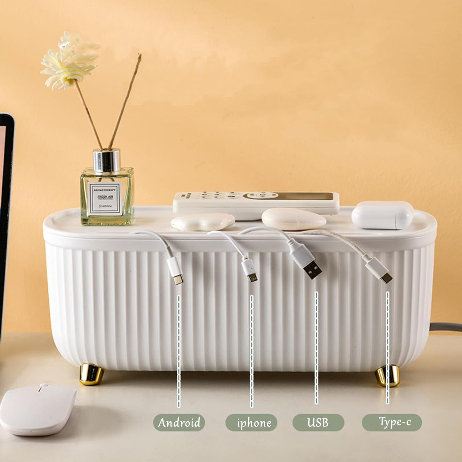 Caja Organizadora de Cables Lyellfe 2 Pack Blanca 34.8x15.2x12.7 cm