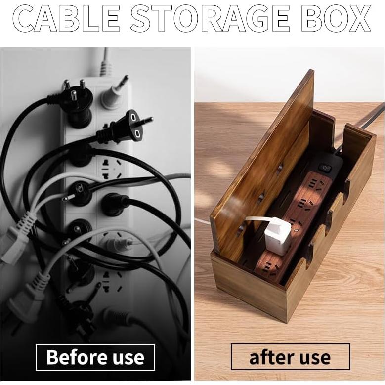 Caja Organizadora de Cables de Madera PandaRoad 31x12.5cm