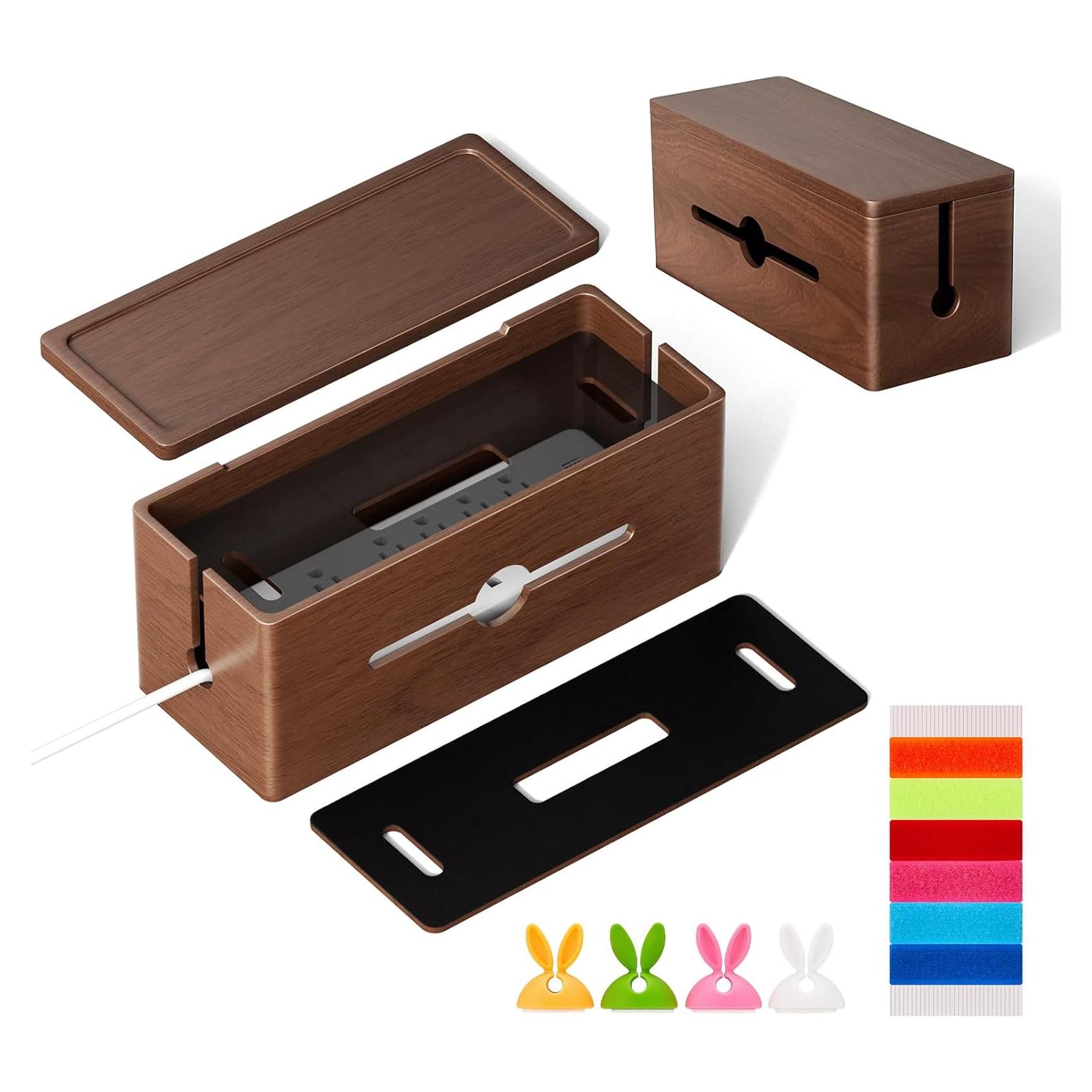 Caja de Gestión de Cables HomeBliss Extra Grande de Madera