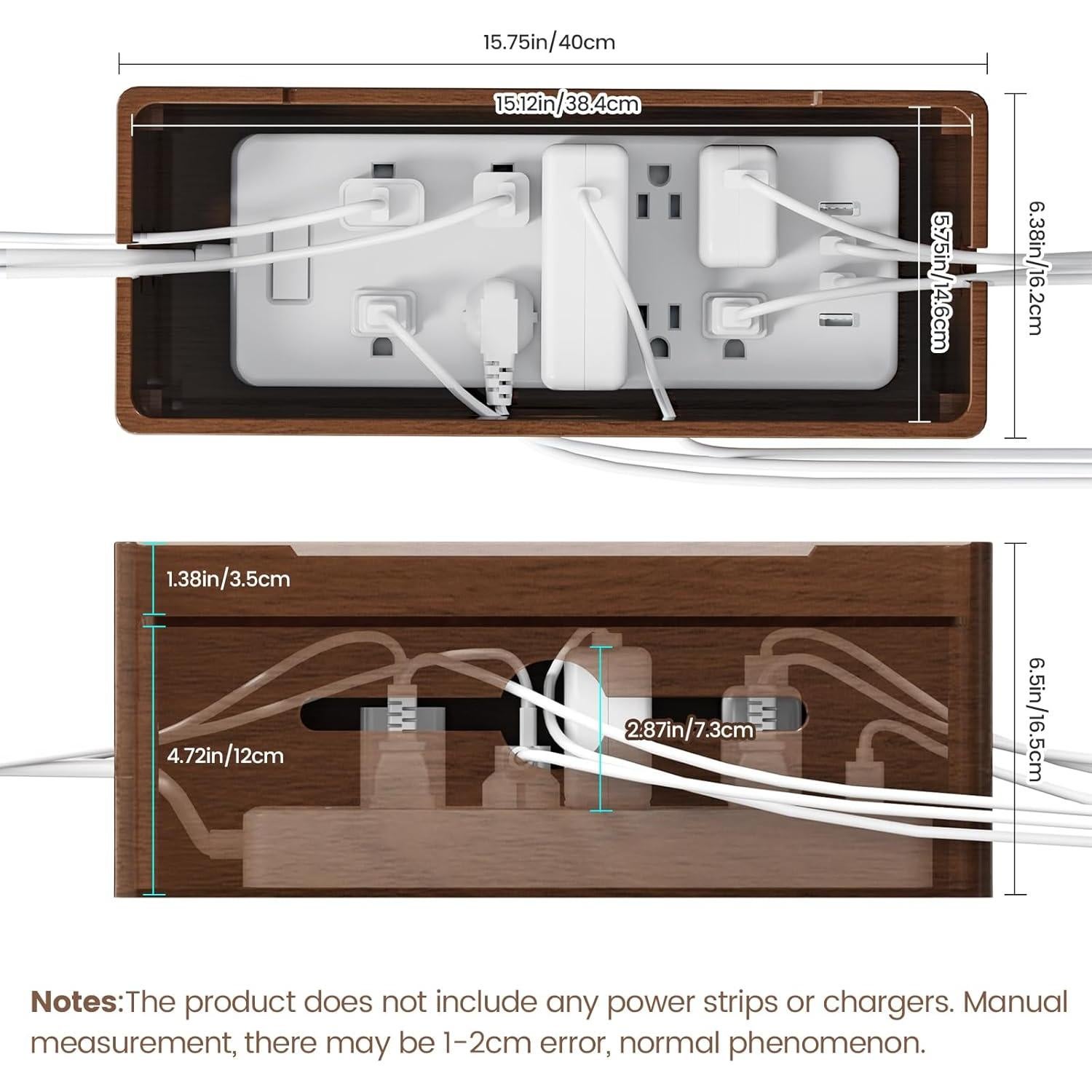 Caja de Gestión de Cables HomeBliss Extra Grande de Madera