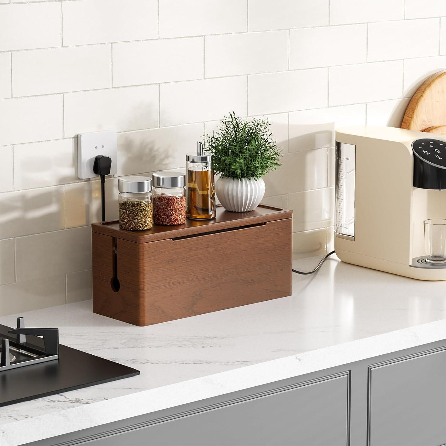 Caja de Gestión de Cables HomeBliss Extra Grande de Madera