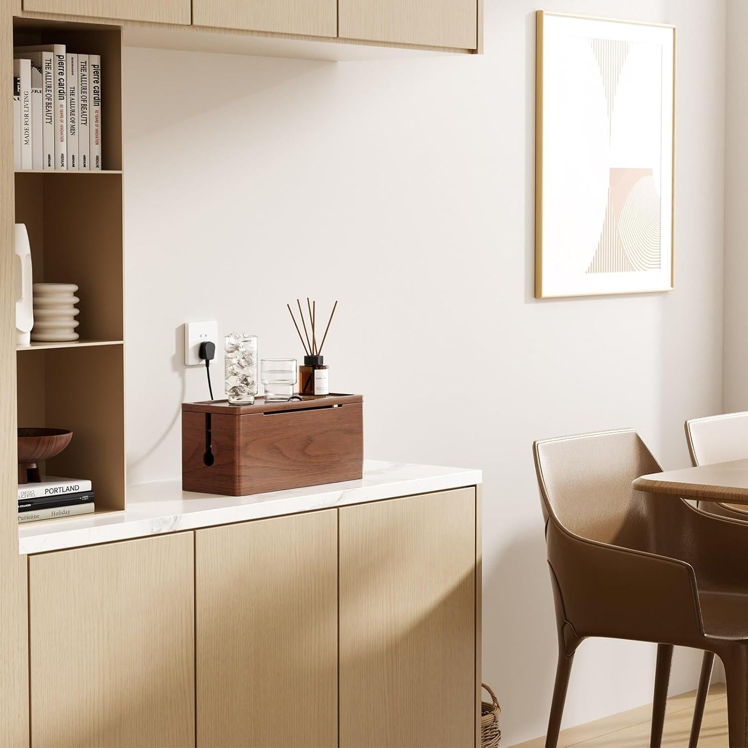 Caja de Gestión de Cables HomeBliss Extra Grande de Madera