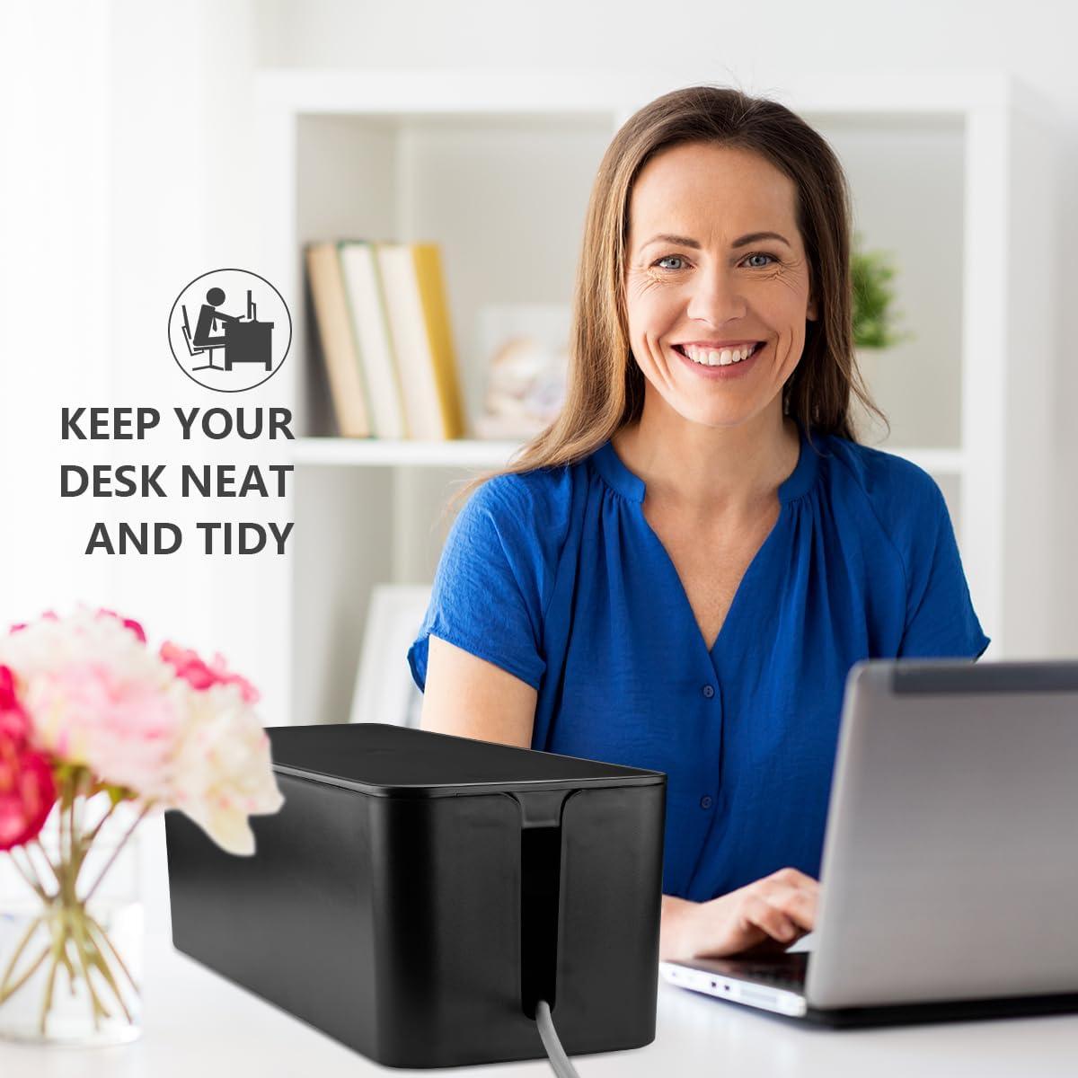 Caja Organizadora de Cables Tuwechen Grande Negra - 40.9x15.7 cm