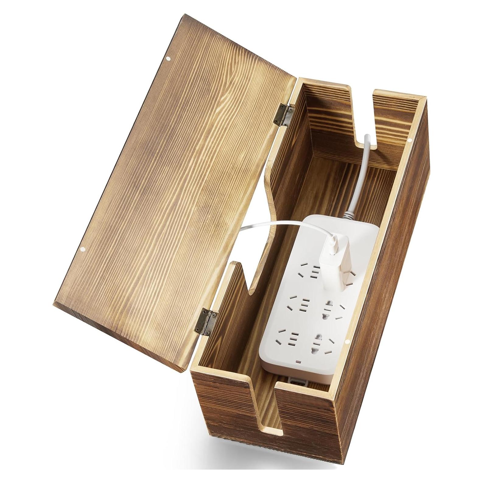 Caja Organizadora de Cables ZMZKKLL - Madera Premium 36x12.8x13.1cm