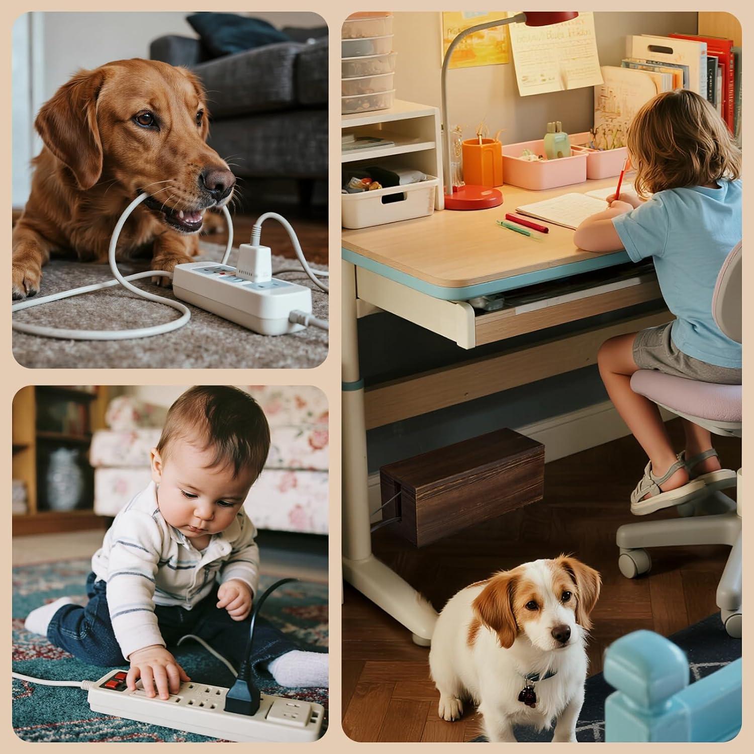 Caja Organizadora de Cables ZMZKKLL - Madera Premium 36x12.8x13.1cm