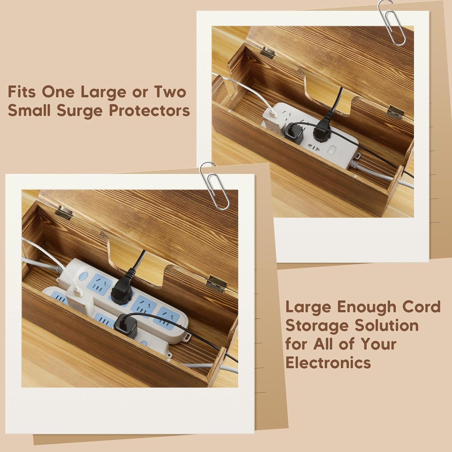 Caja Organizadora de Cables ZMZKKLL - Madera Premium 36x12.8x13.1cm