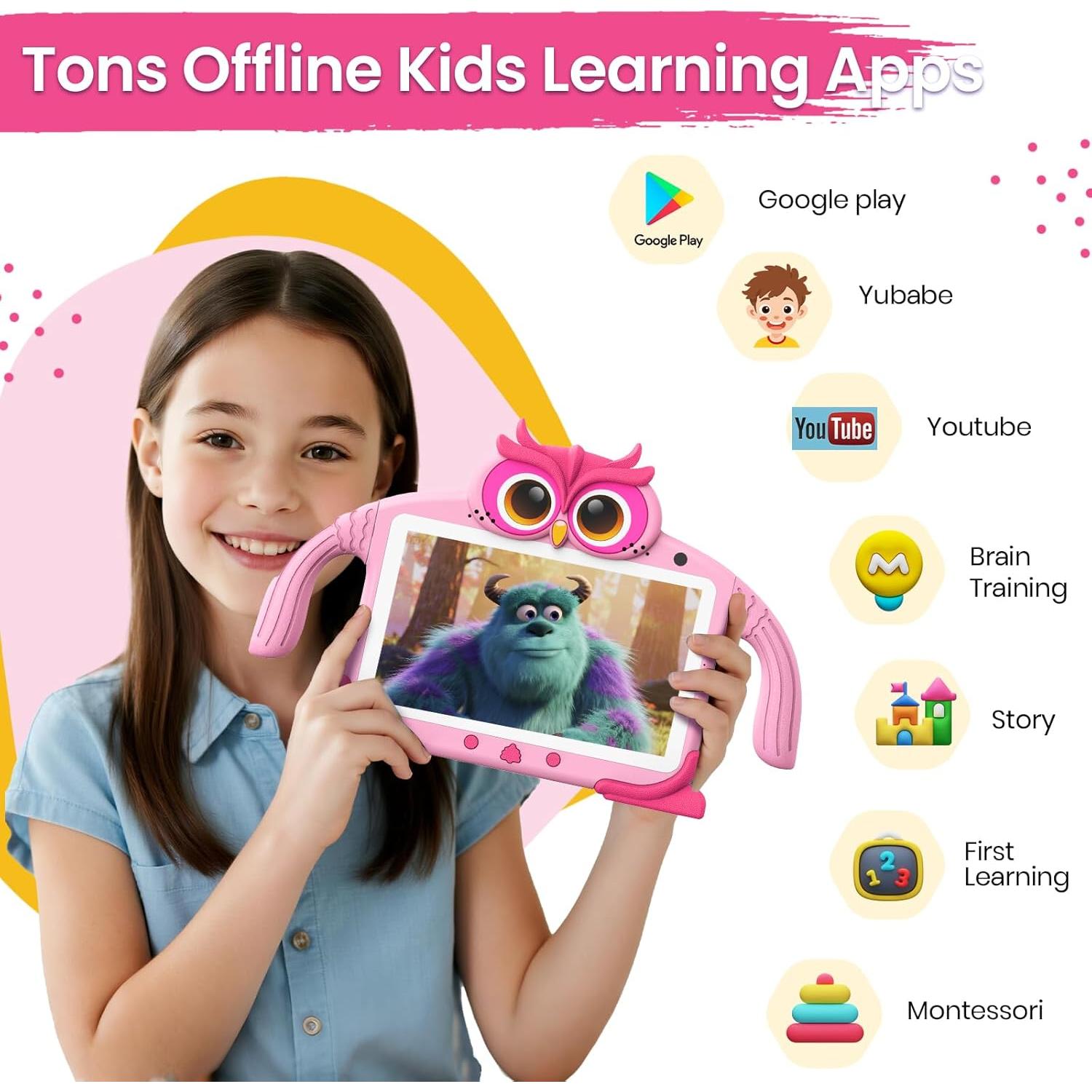 Tableta para Niños UJoyFeel 7" Rosa con Control Parental