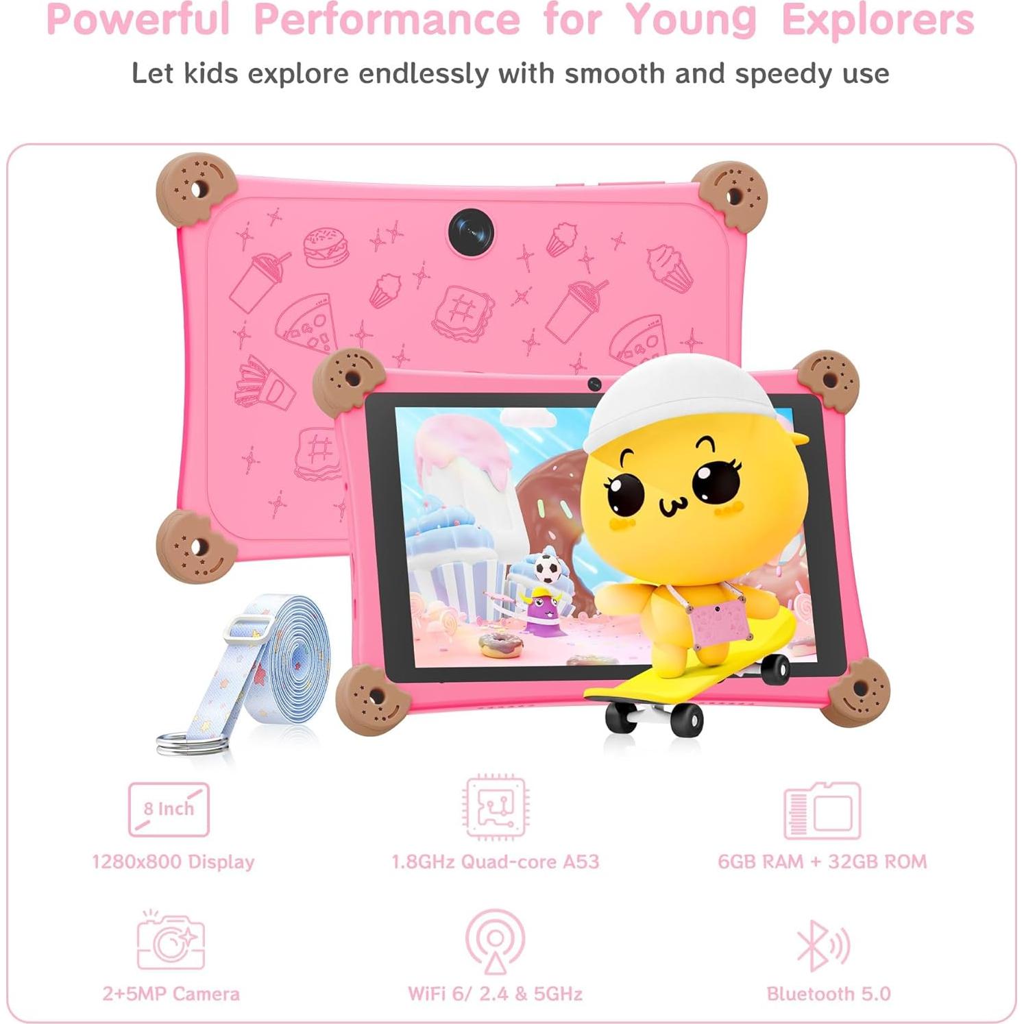 Tableta Android para Niños Topsand 8" Rosa 6GB 32GB WiFi 6