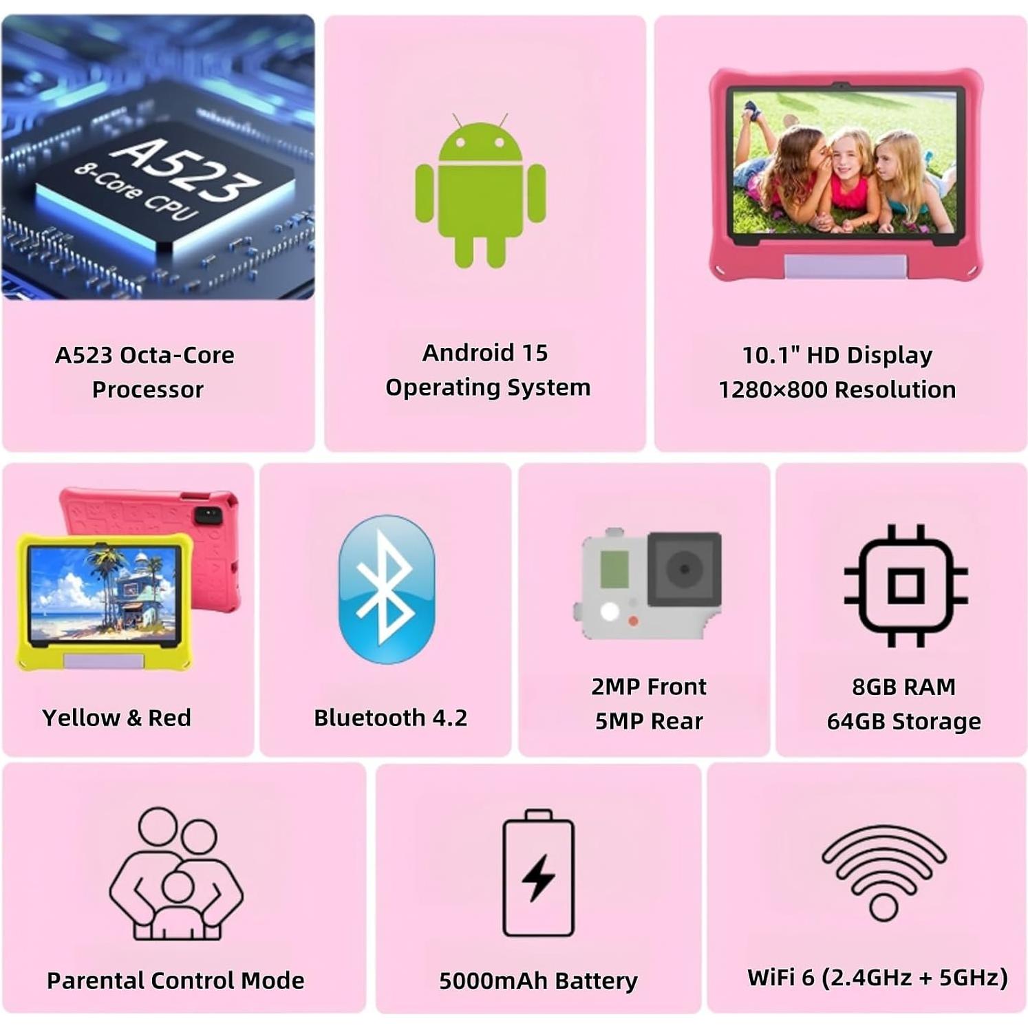 Tableta para Niños Paitanry 10.1" Android 15 8GB+64GB