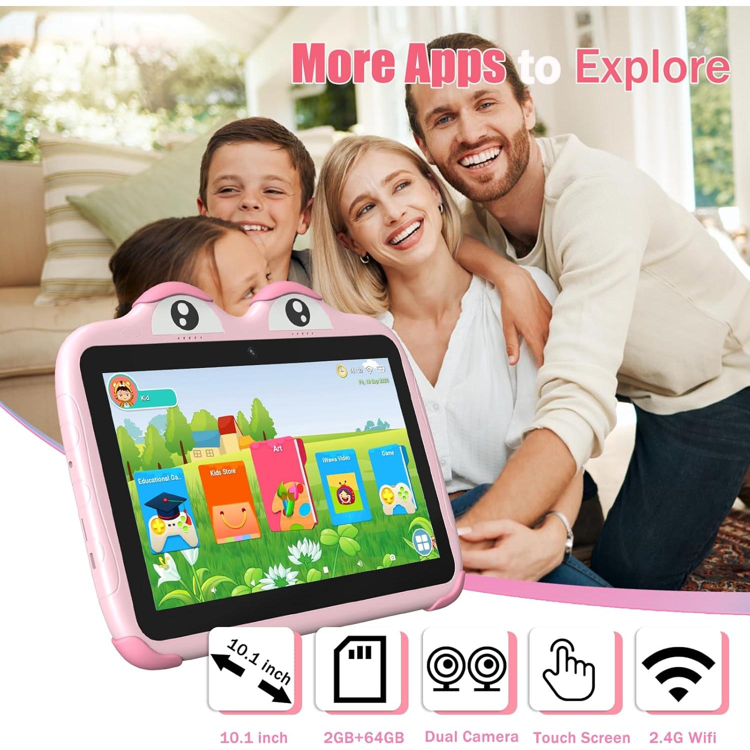 Tableta YINOCHE F10 para Niños 10.1" Android 64GB Rosa