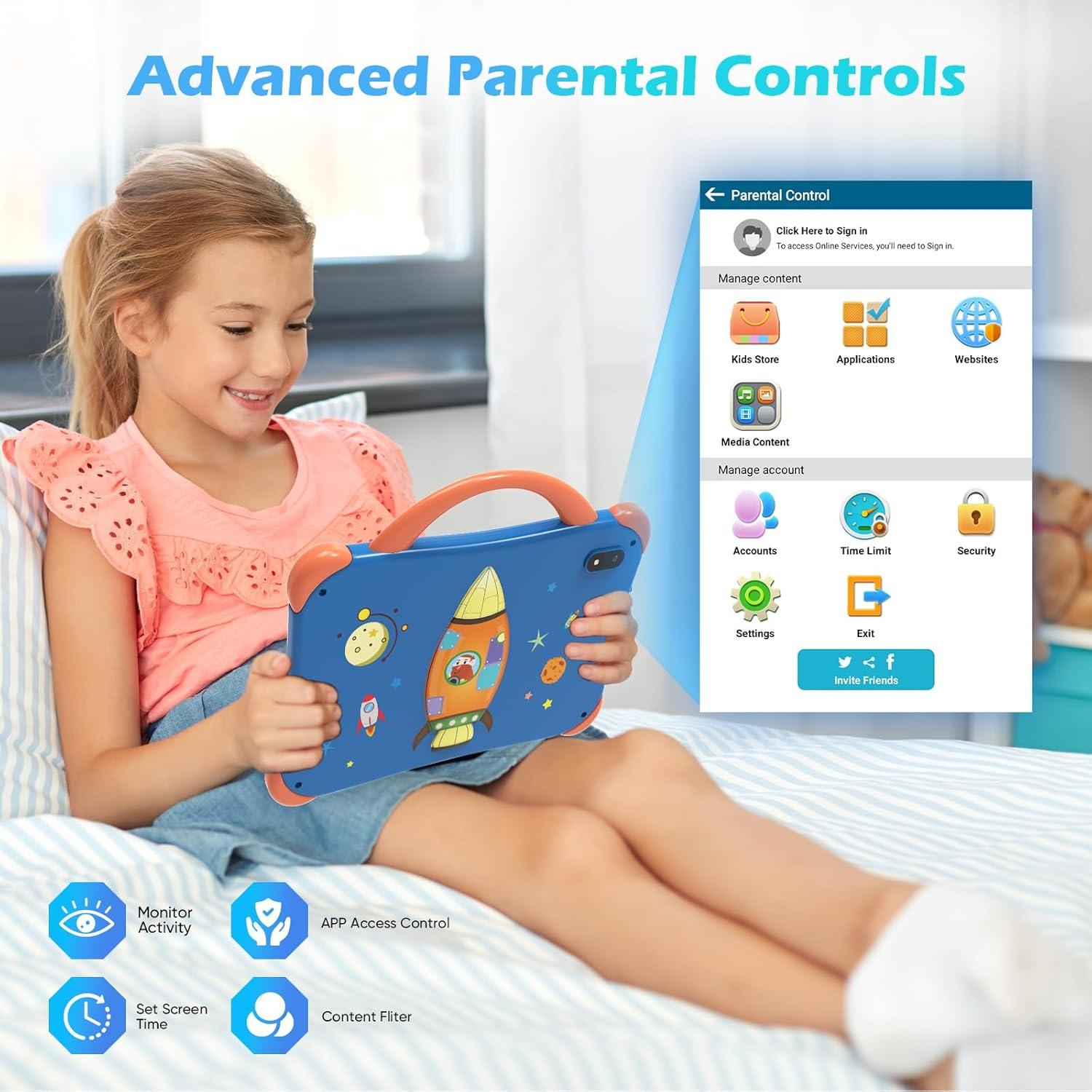 Tableta para Niños Weelikeit C28 7" 8GB RAM 64GB Android 14 Azul