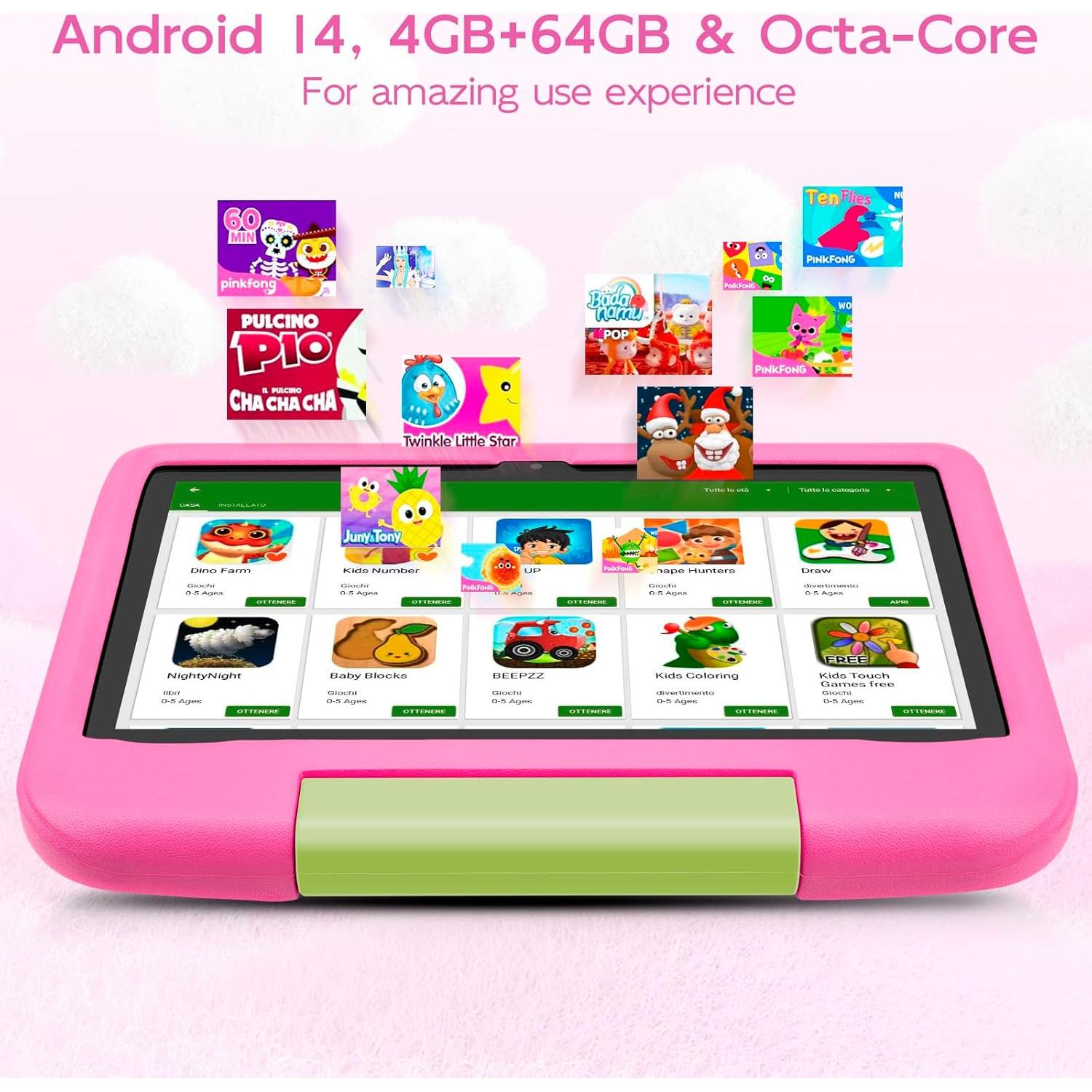 Tableta para Niños Ruufuuxy 10.1" Android 14 Octa-Core 8GB RAM