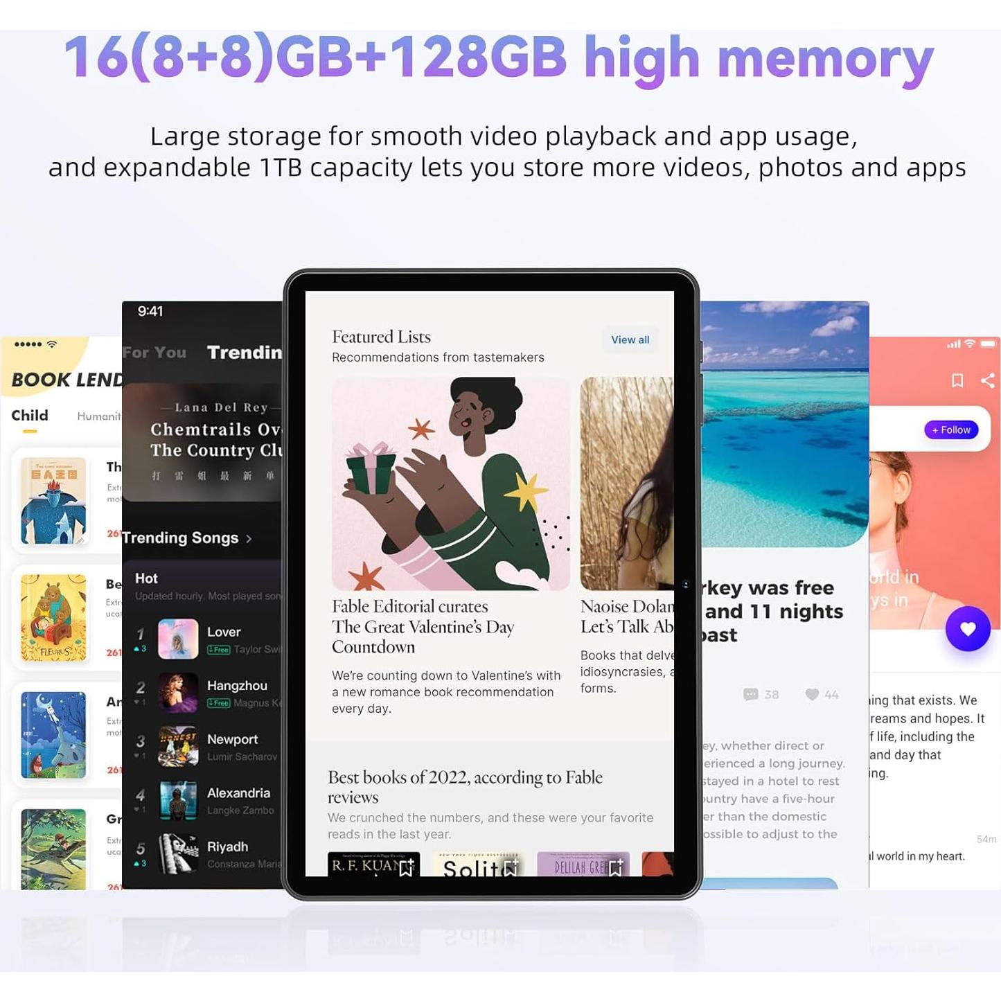 Tableta HUIHUANG 10 Pulgadas Android 14, 16GB RAM, 128GB, Funda