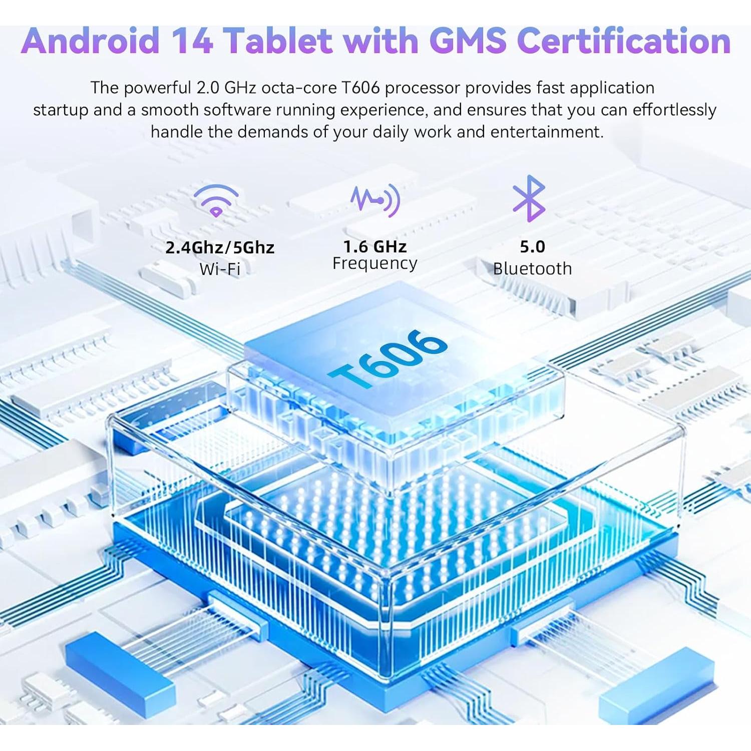 Tableta HUIHUANG 10 Pulgadas Android 14, 16GB RAM, 128GB, Funda