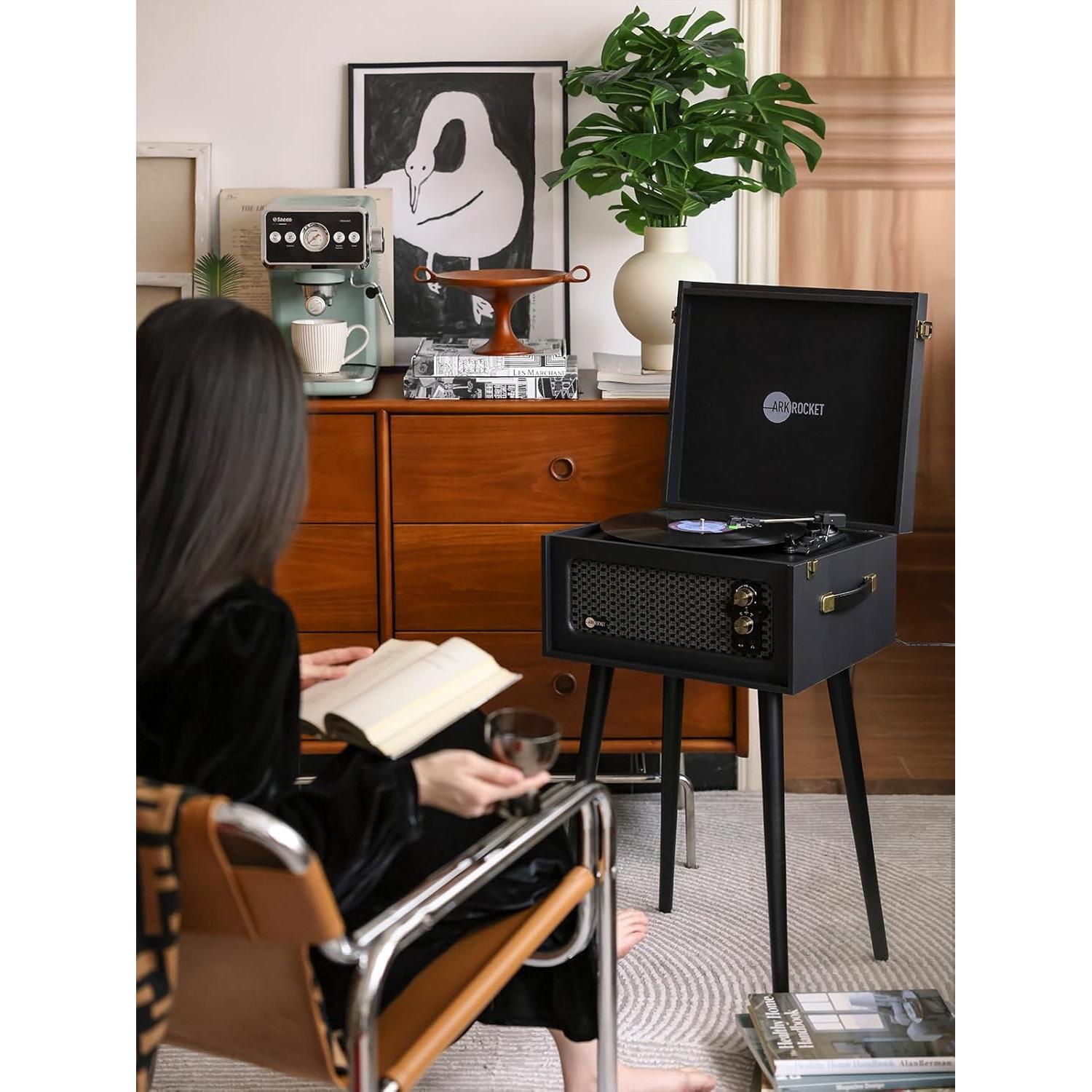 Tocadiscos Bluetooth Arkrocket Discovery II 3 Velocidades Negro