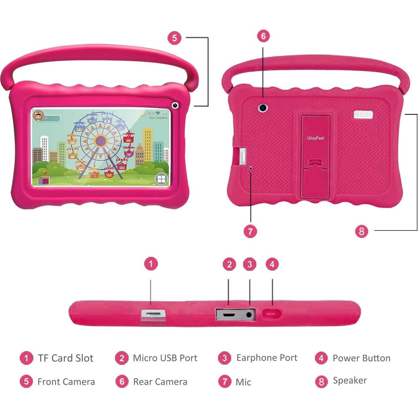 Tableta UJoyFeel 7" para Niños con Control Parental Rosa