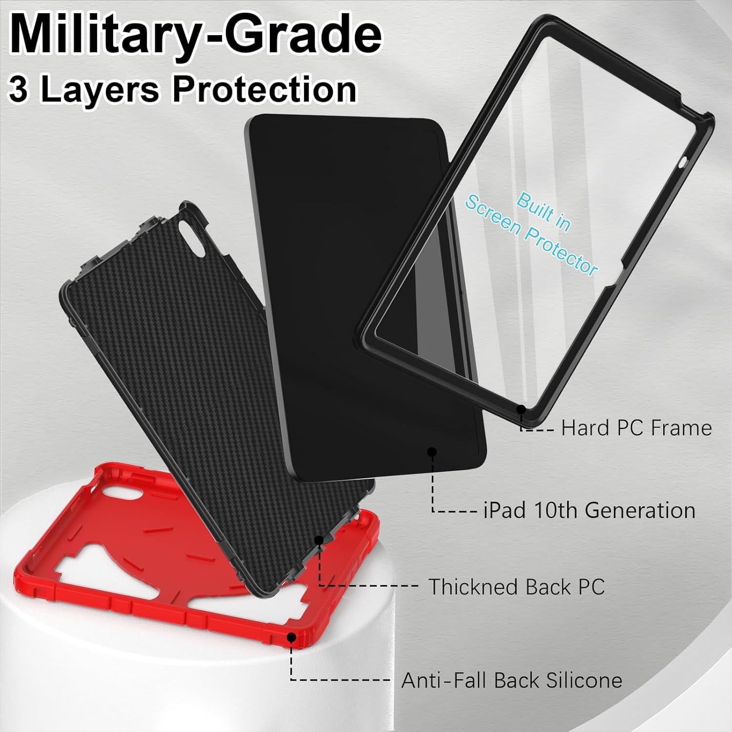 Funda para iPad 10ª Generación 2022 Niños Rojo Negro