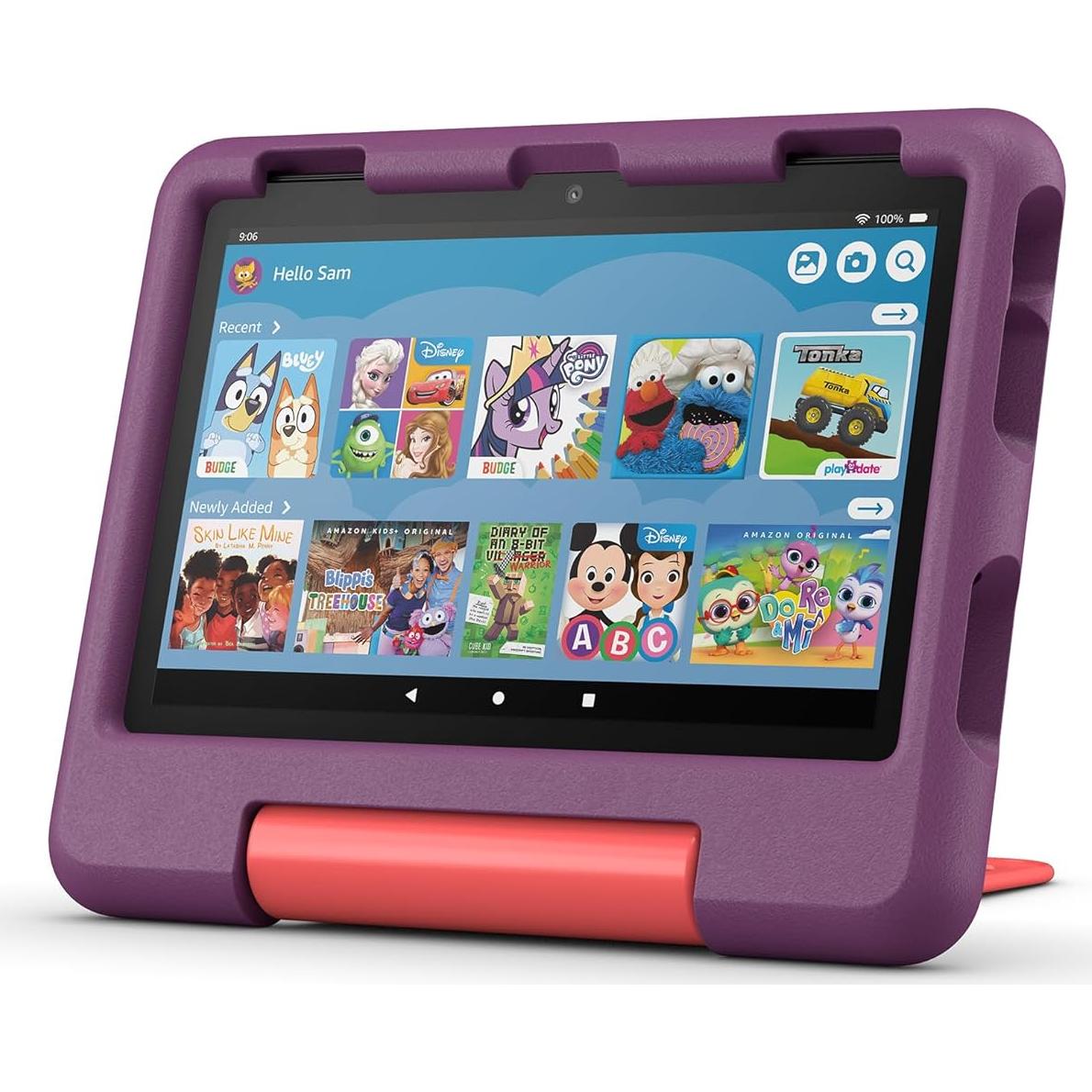 Amazon Fire HD 8 Kids tablet, ages 3-7 (32 GB, Grape) + Backpack Bundle