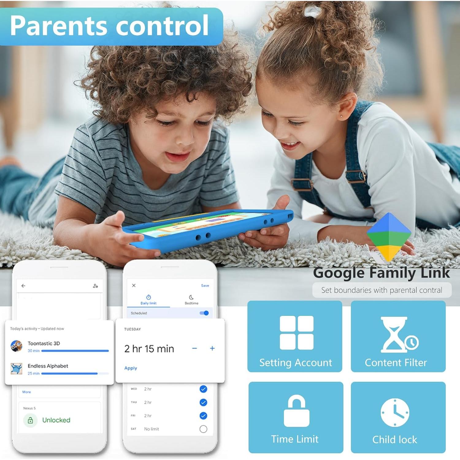Tablet para Niños YACXBTK 10.1" Android 14 8GB 64GB WiFi6
