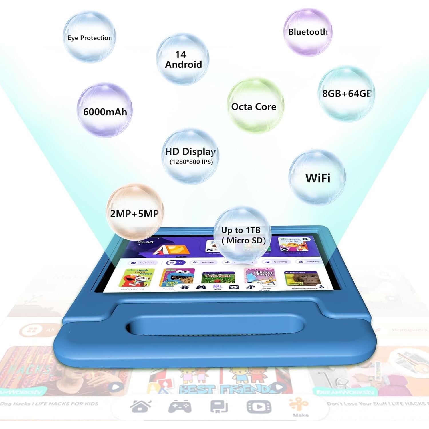 Tableta ITDULCET 10.1" Android 14 8GB+64GB para Niños