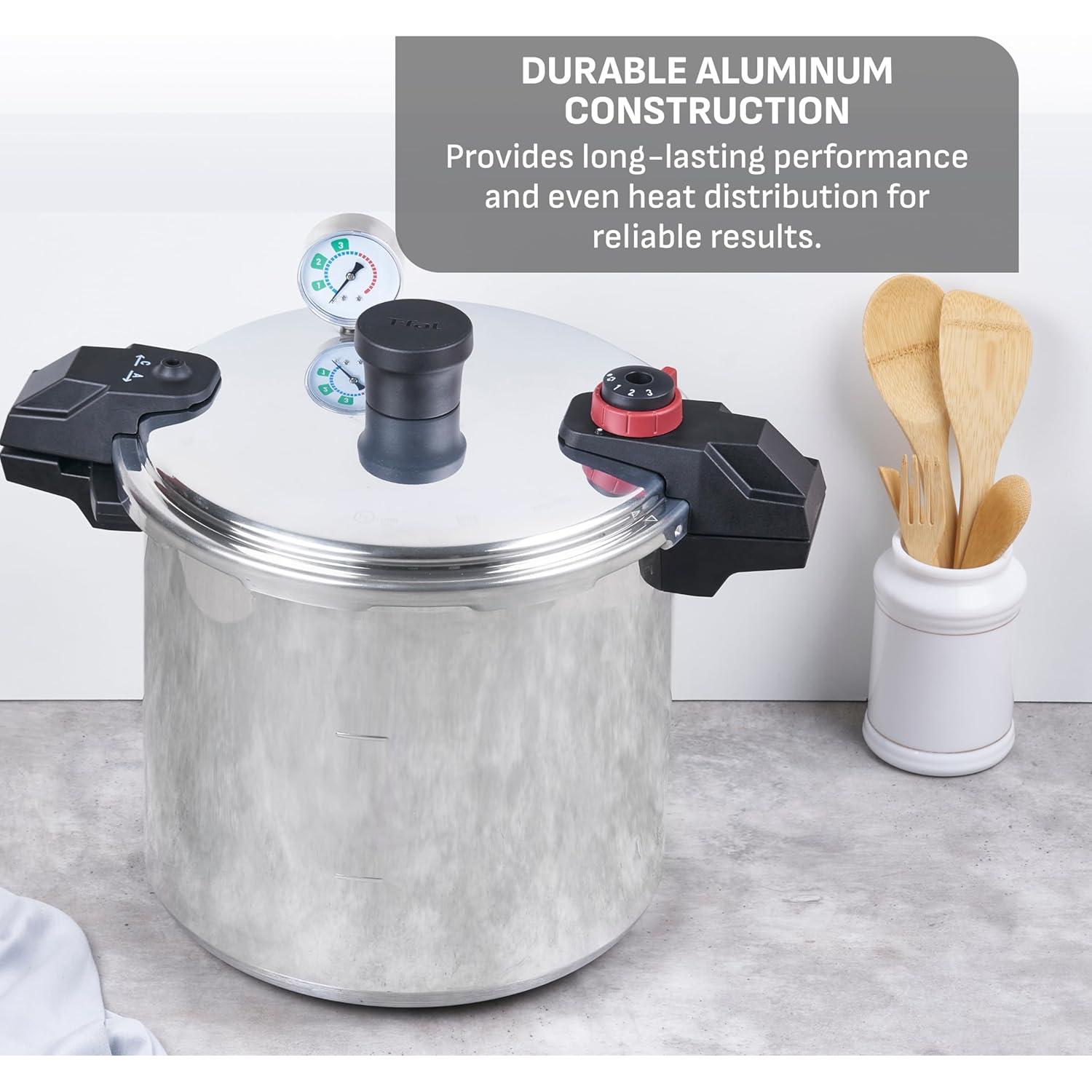 Olla a presión Tefal Canner 22 Qt de aluminio pulido