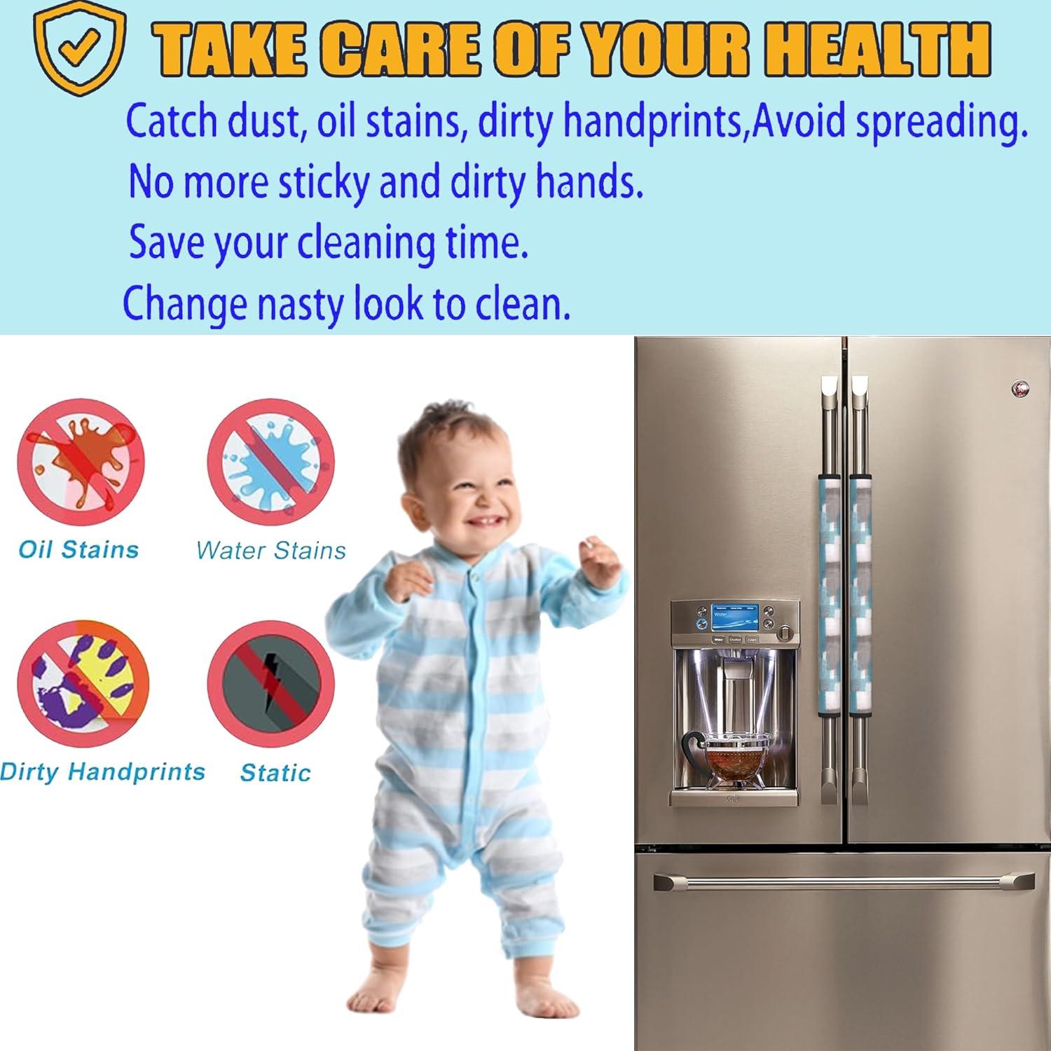 Cubiertas para Manijas de Refrigerador Bueutvel Azul Abstracto - Juego de 4