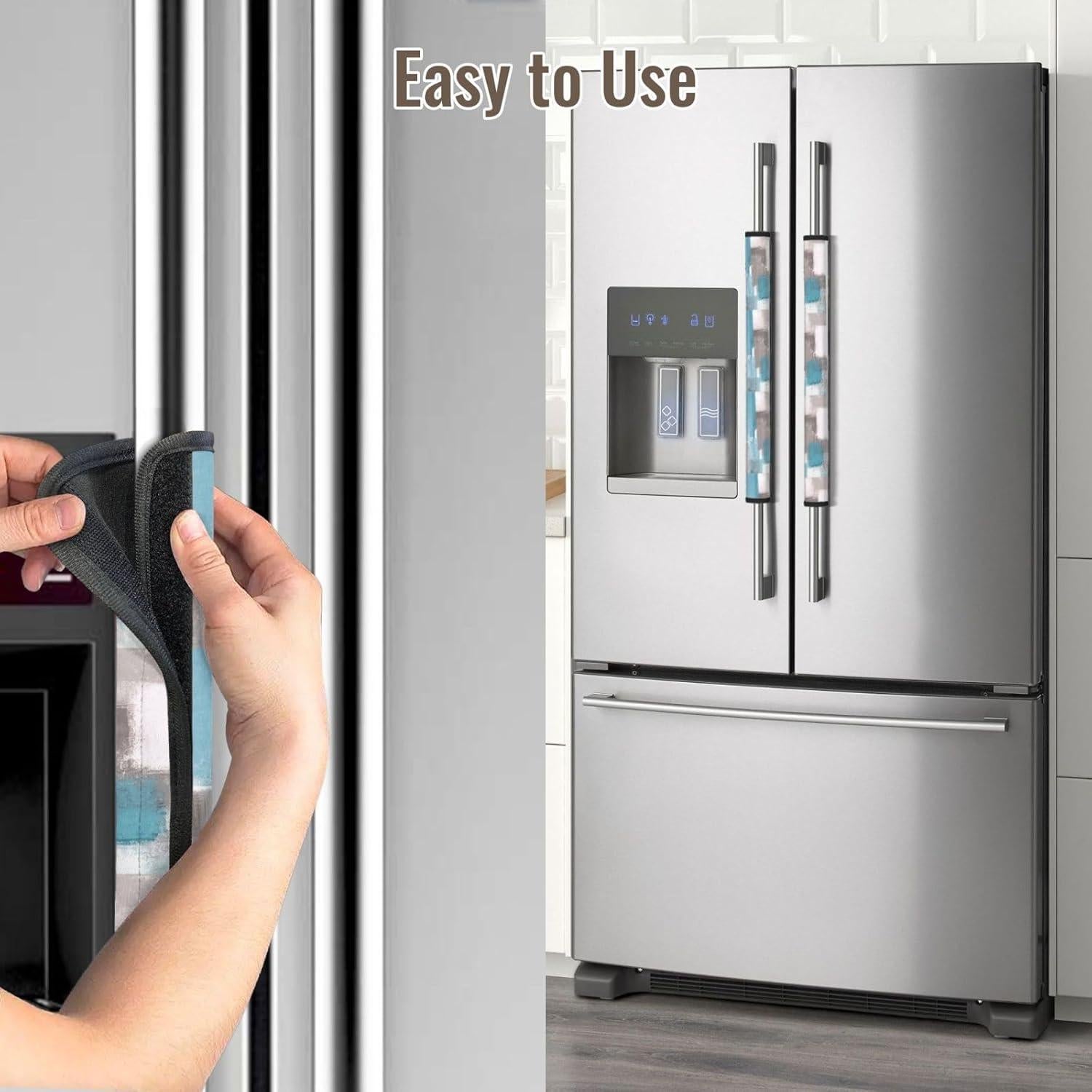 Cubiertas para Manijas de Refrigerador Bueutvel Azul Abstracto - Juego de 4