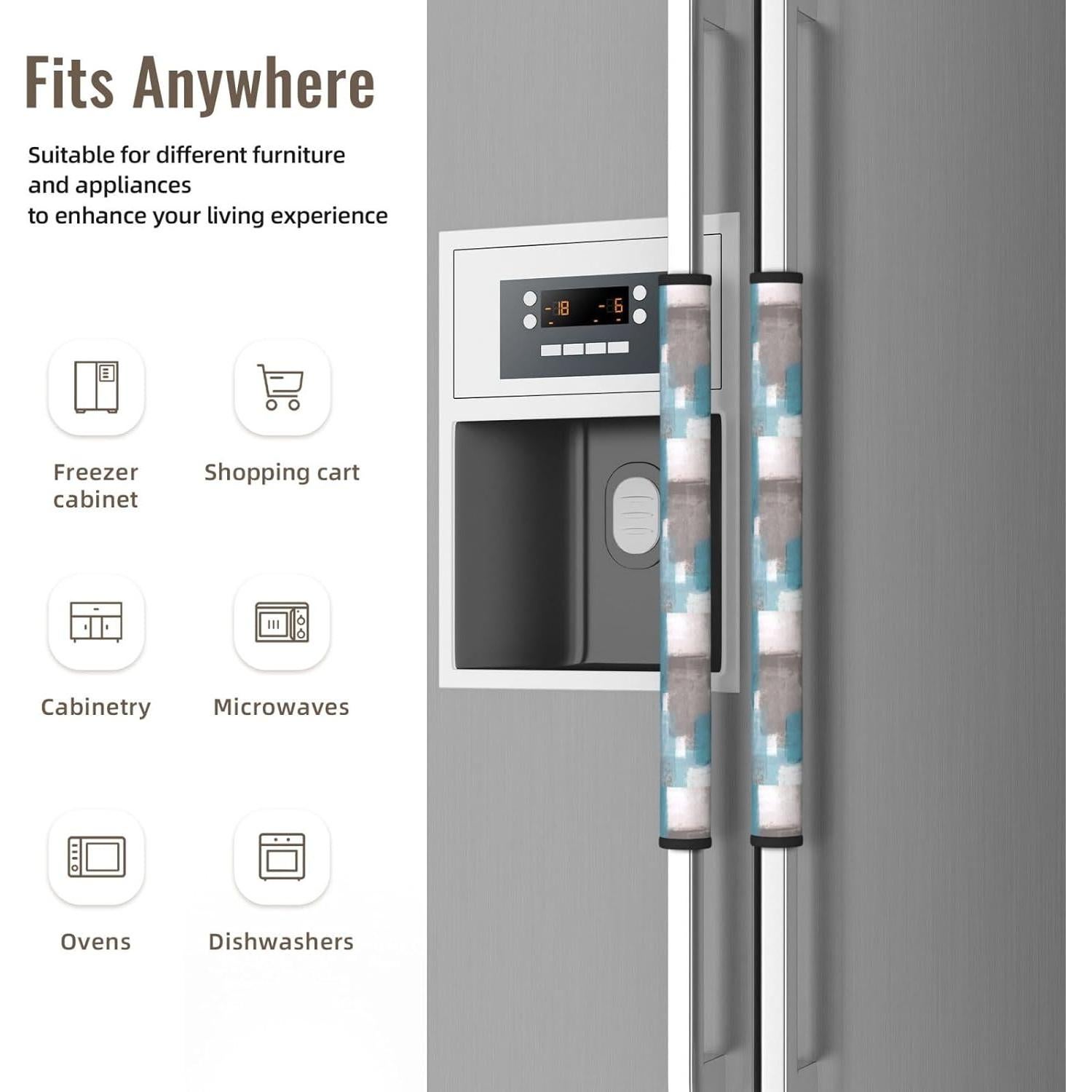 Cubiertas para Manijas de Refrigerador Bueutvel Azul Abstracto - Juego de 4